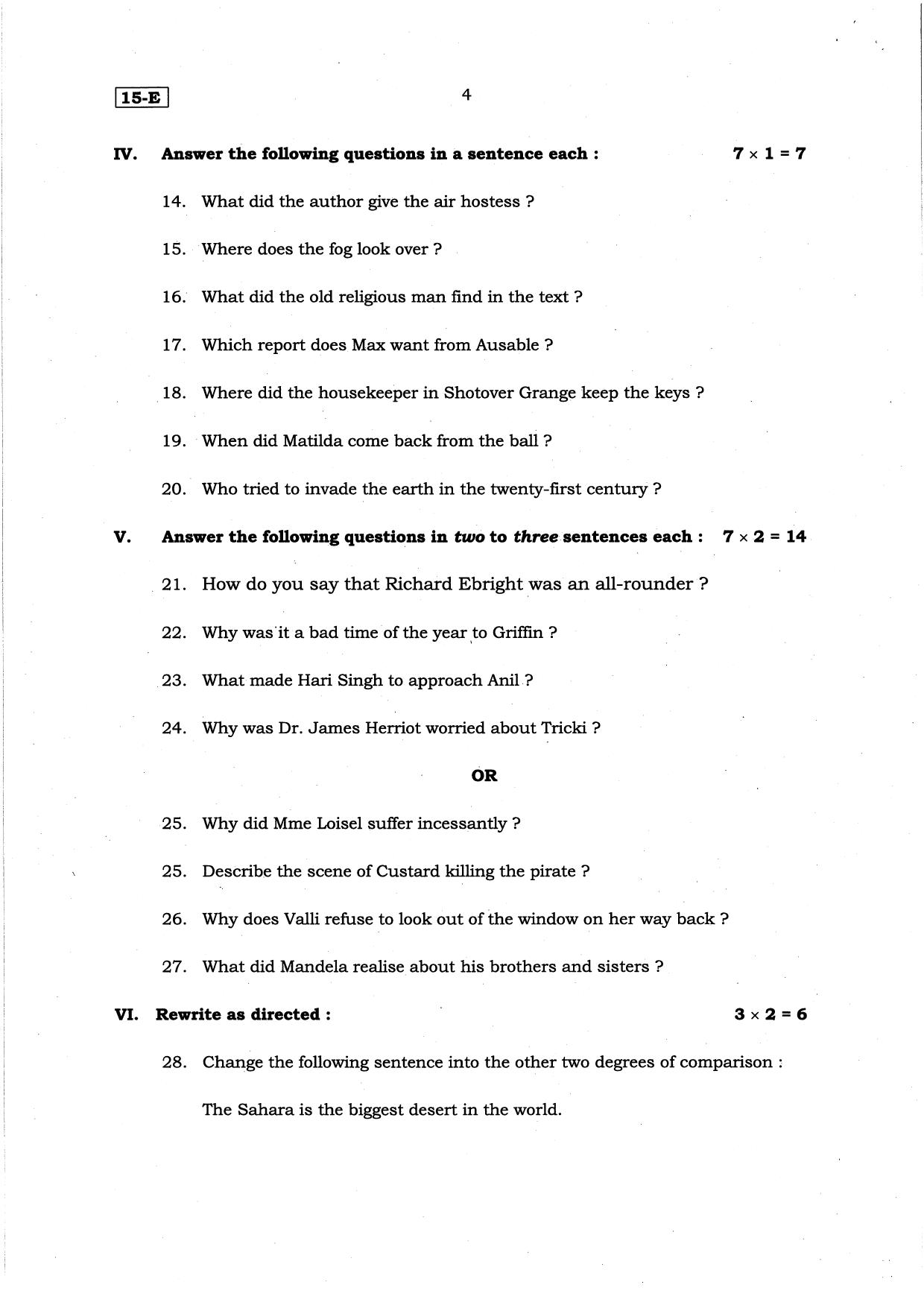 Karnataka SSLC English (NCERT) (First Language) Set 1 Model Question Paper 2025 - Page 4