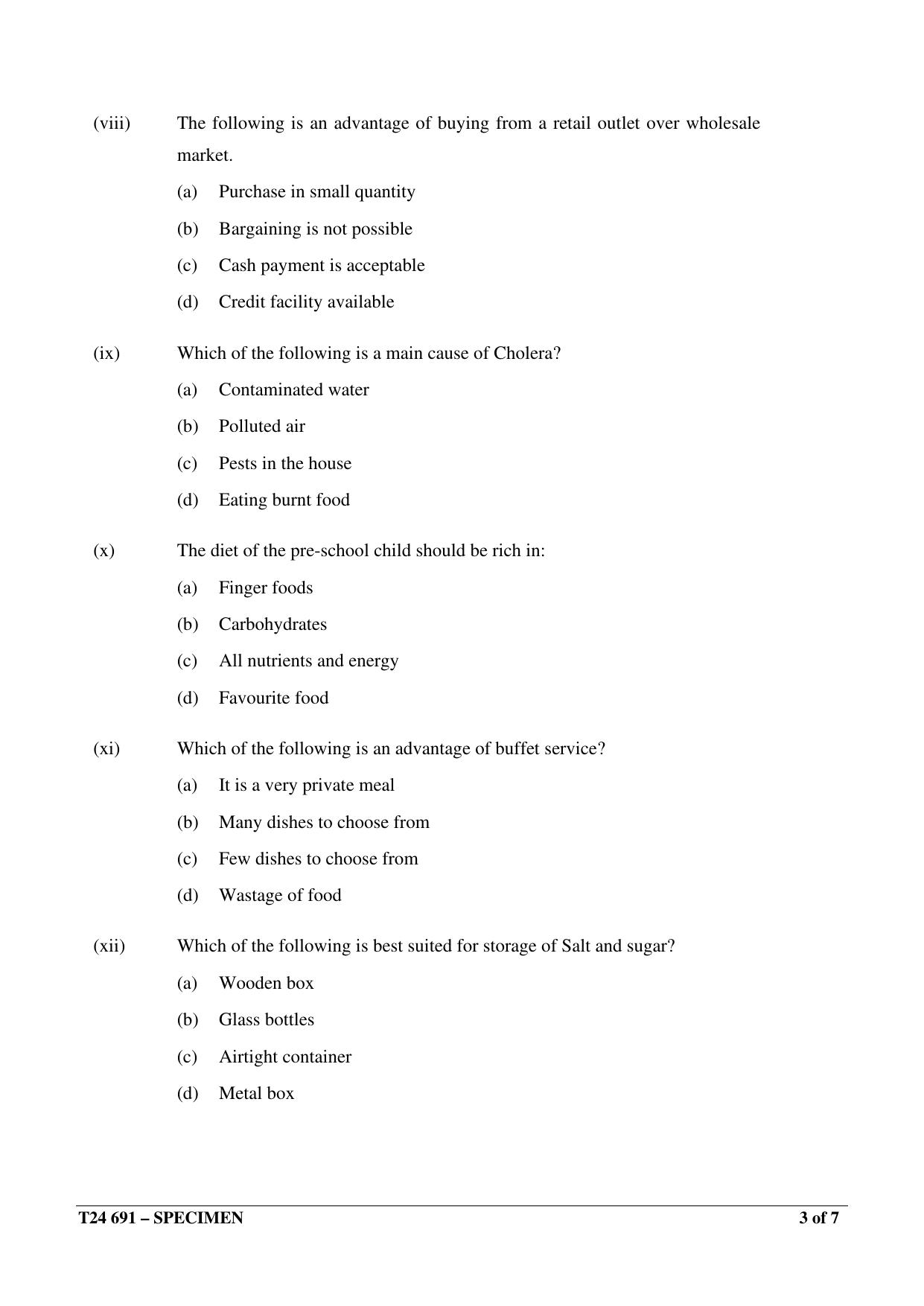 ICSE Class 10  2024 Cookery Sample Paper - Page 3