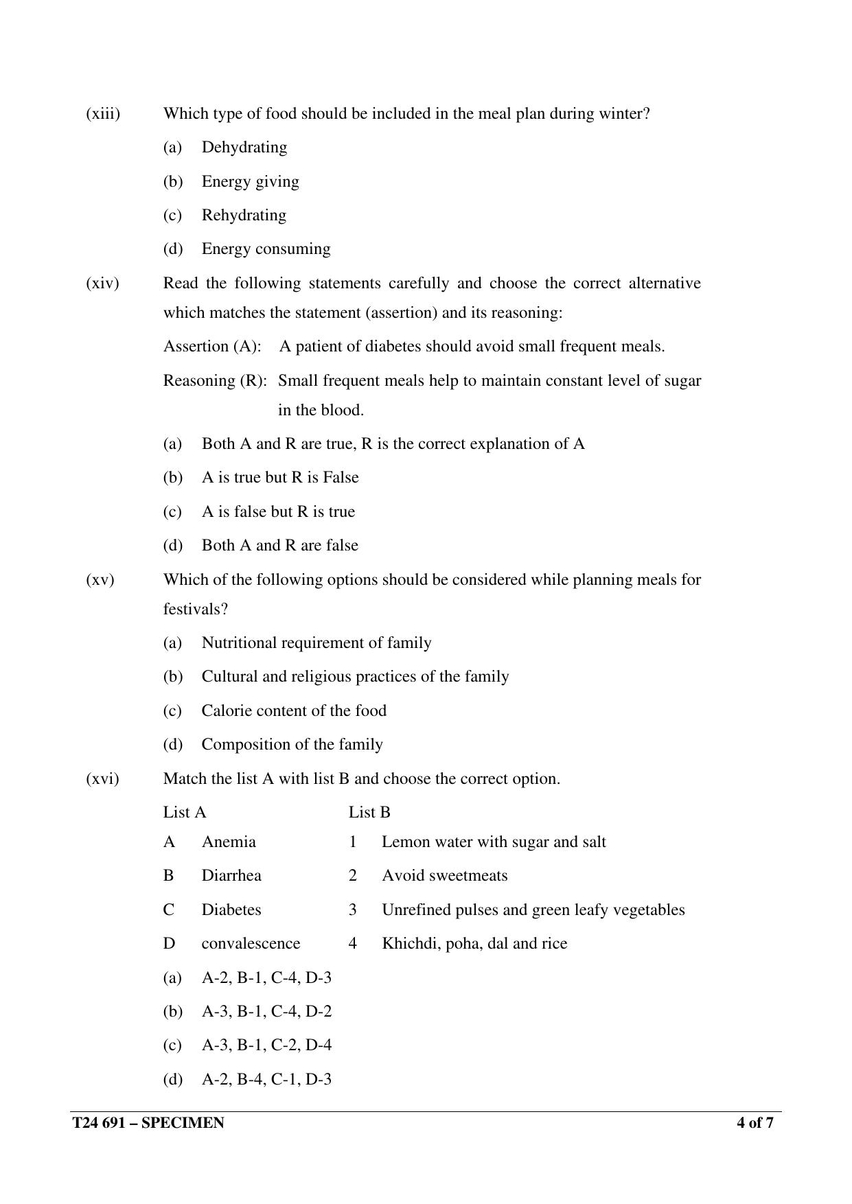 ICSE Class 10  2024 Cookery Sample Paper - Page 4