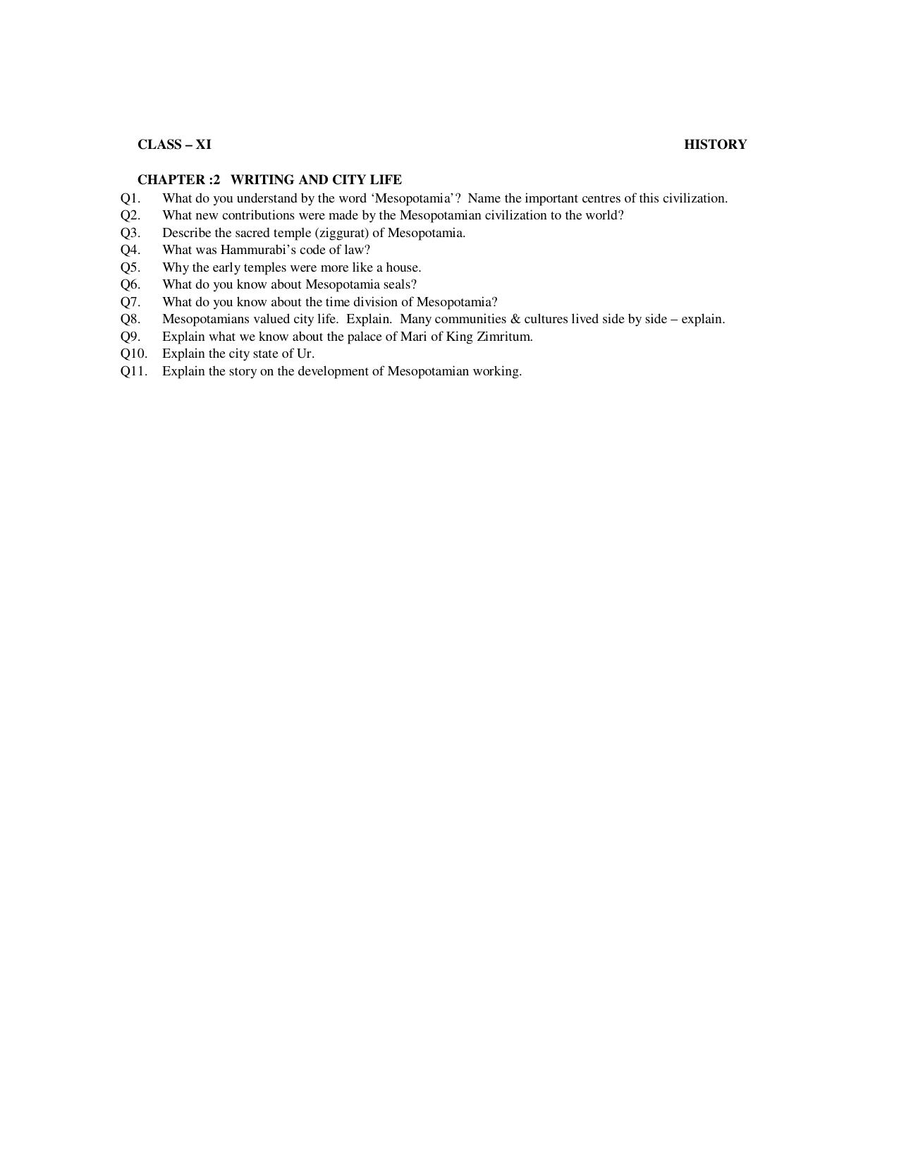 CBSE Worksheets for Class 11 History Assignment 5 - Page 1