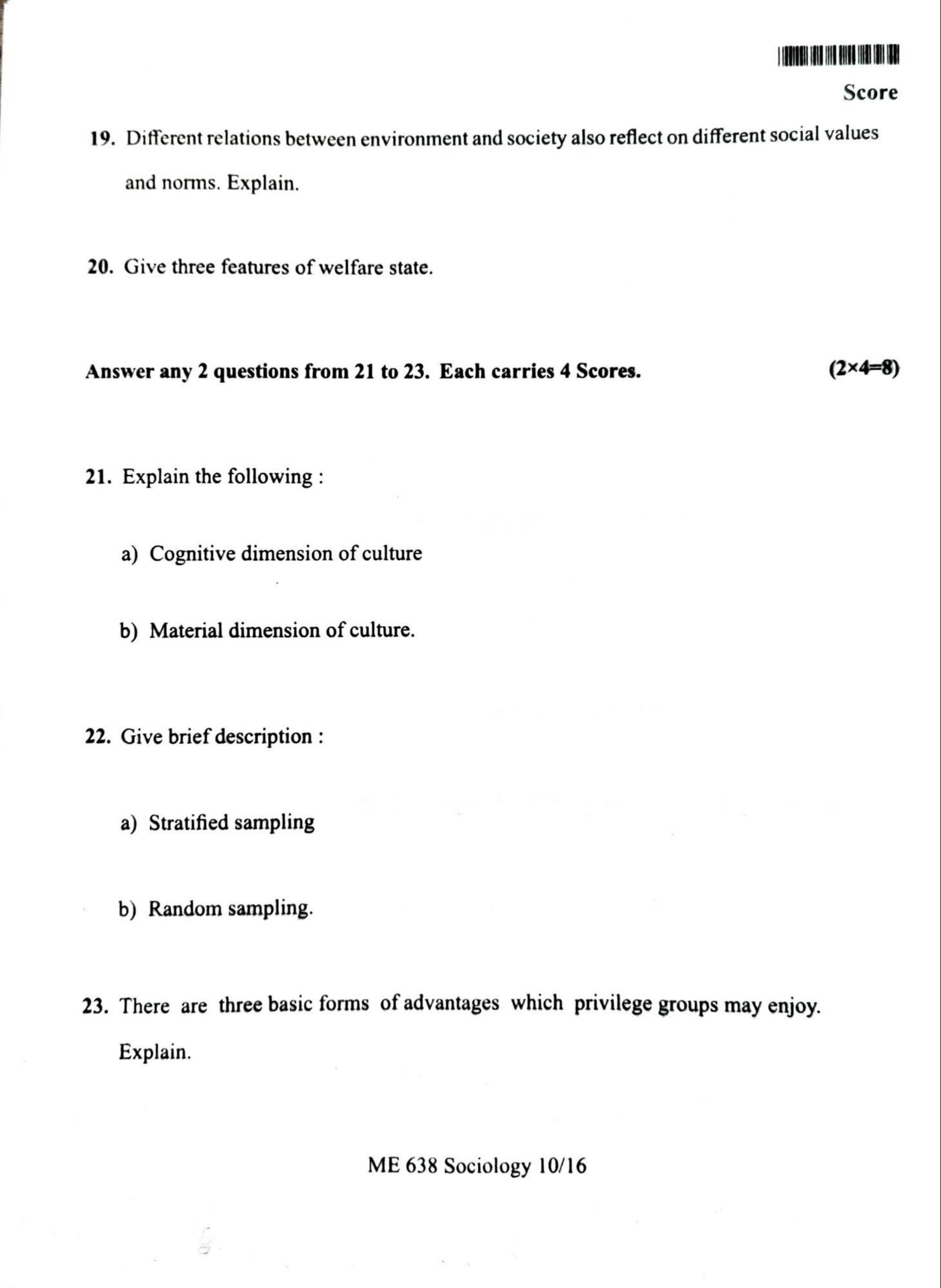 Kerala Plus One 2022 Sociology Question Papers (Model) - Page 10