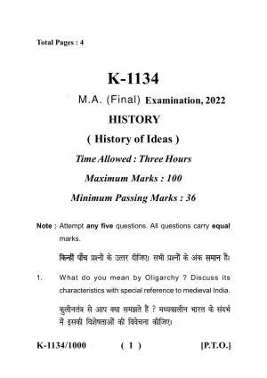 Sarguja University Question Paper - 2022 :   M.A. (Final) History-History Of Ideas Paper I