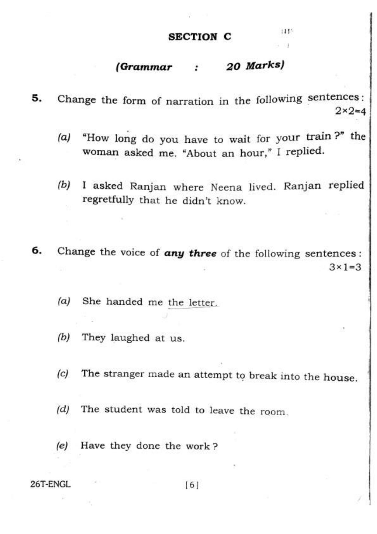 Assam HS 2nd Year English 2016 Question Paper - Page 6