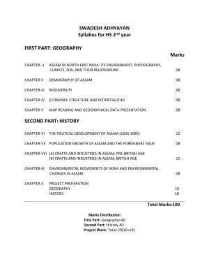 AHSEC 2nd Year Swadesh Adhyayan Syllabus