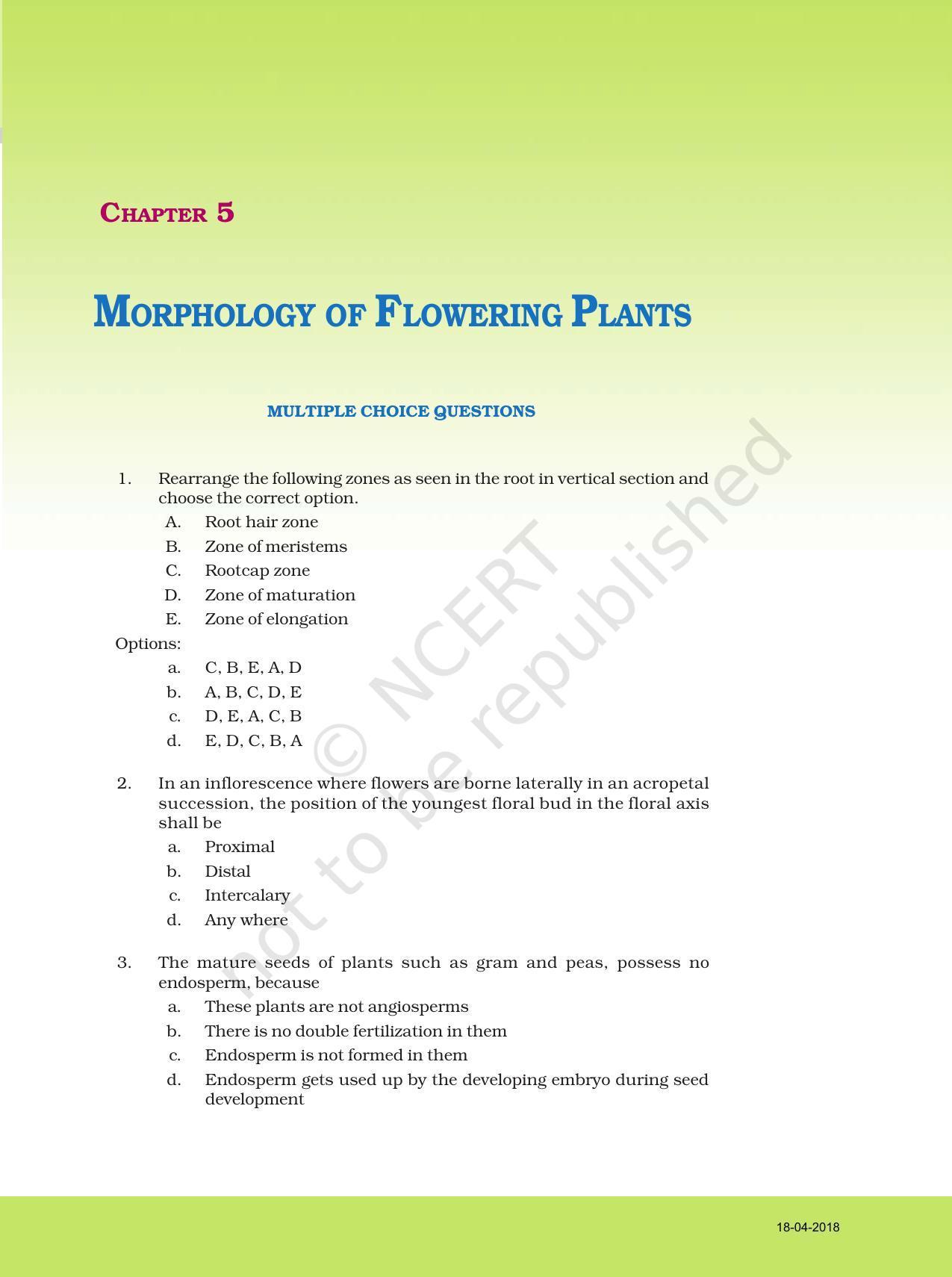 NCERT Exemplar Book For Class 11 Biology Chapter 5 Morphology Of ...