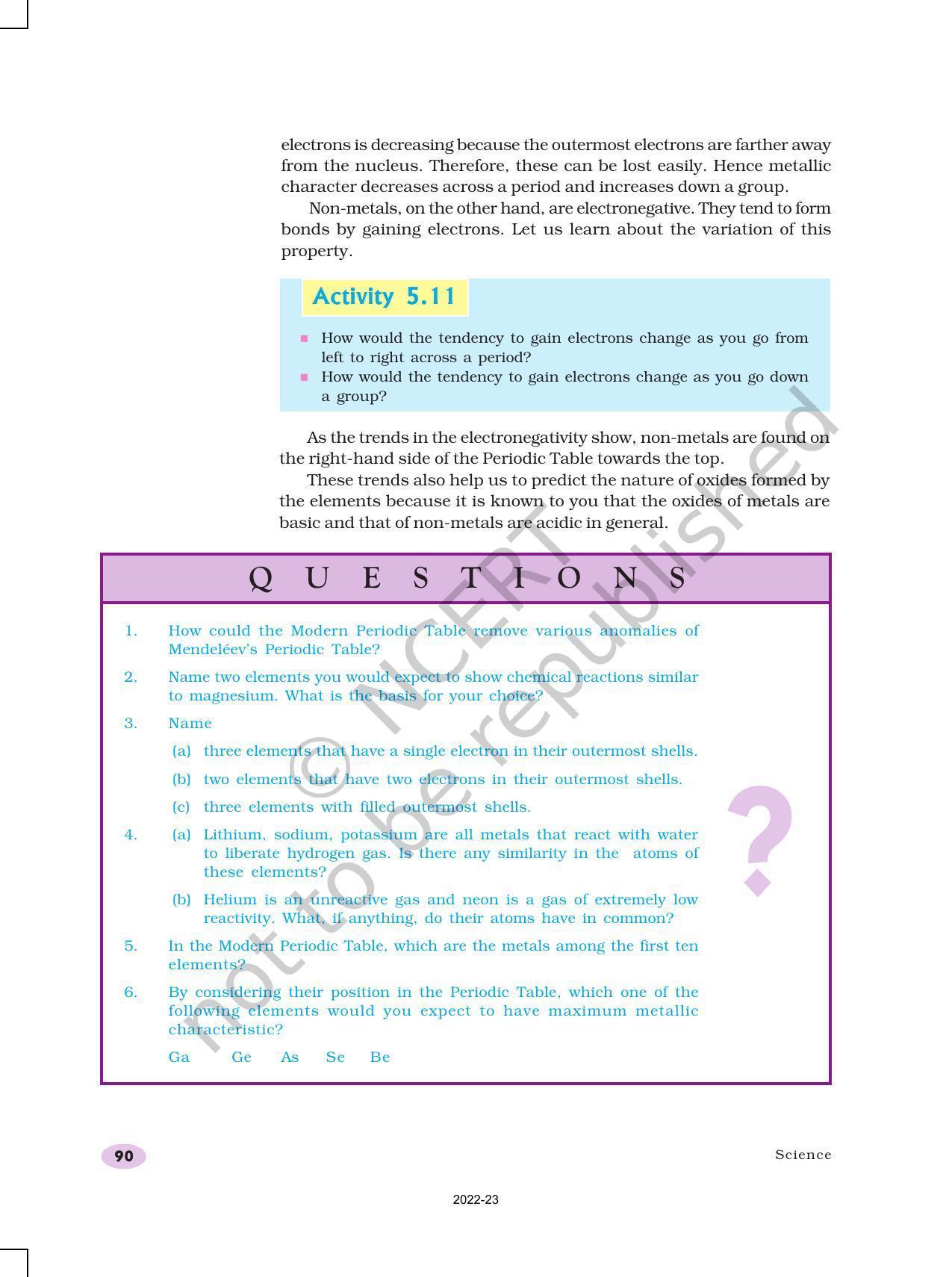 NCERT Book for Class 10 Science Chapter 5 Periodic Classification of Elements - Page 12