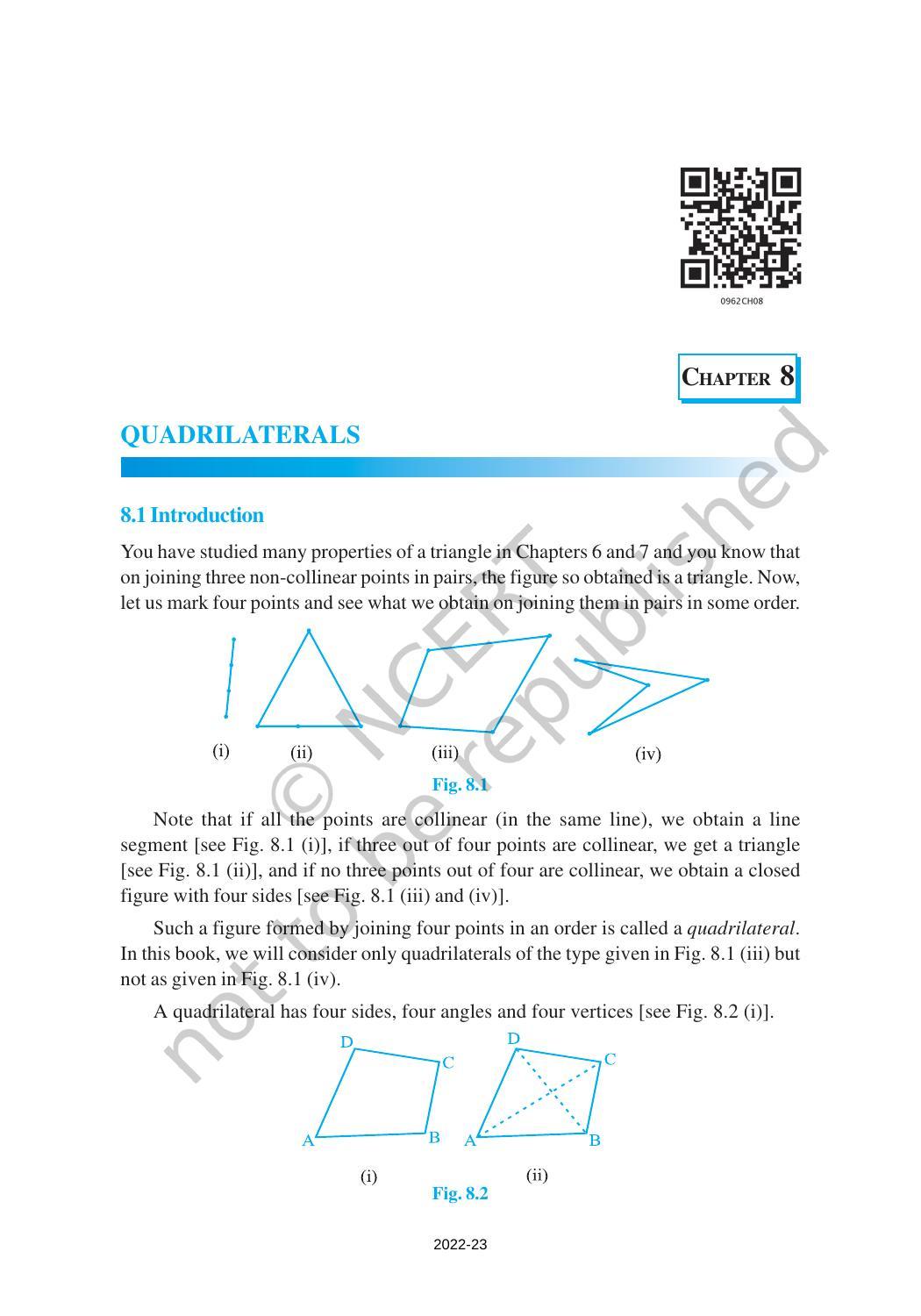 NCERT Book for Class 9 Maths Chapter 8 Quadrilaterals - Page 1