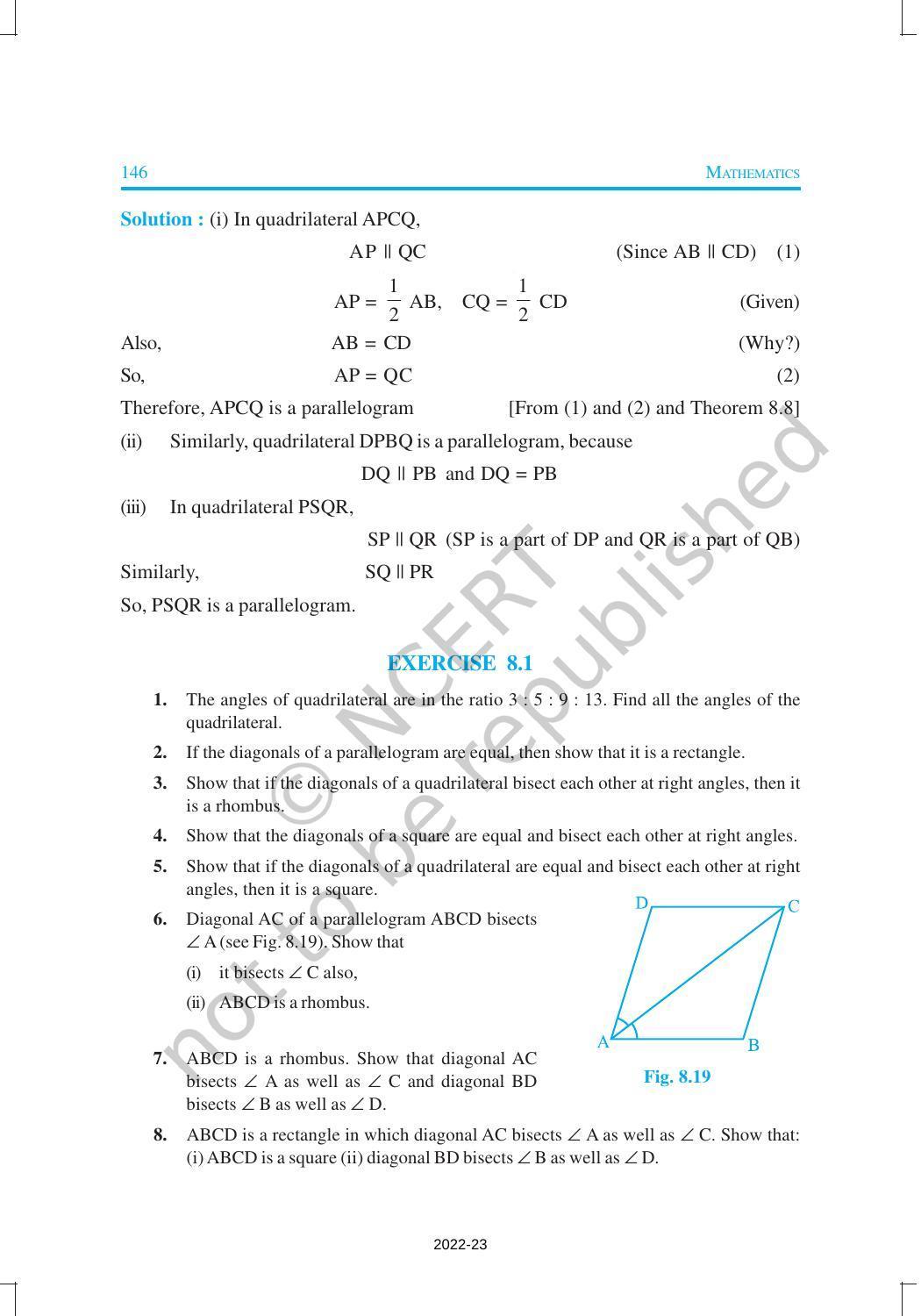 NCERT Book for Class 9 Maths Chapter 8 Quadrilaterals - Page 12