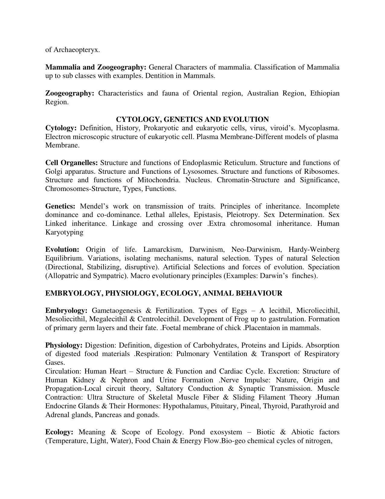 AP PGCET ZOOLOGY Syllabus - Page 2