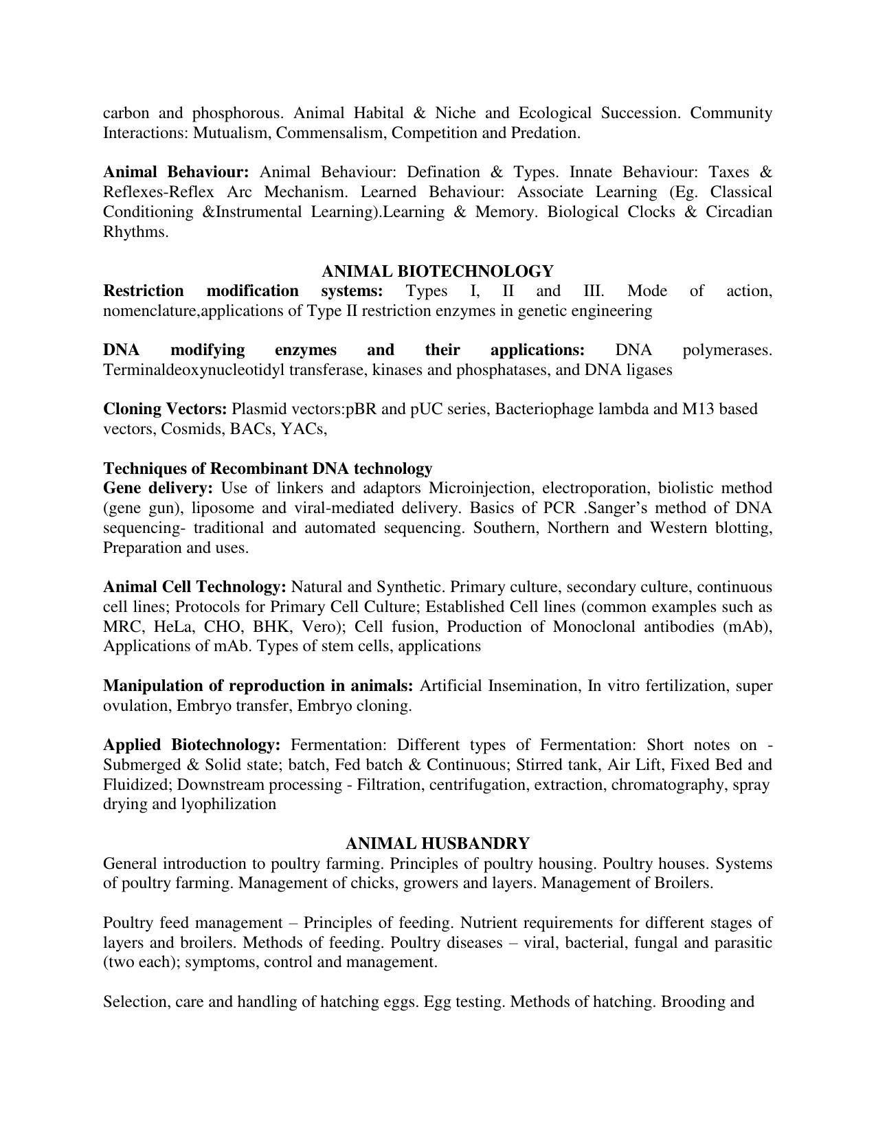 AP PGCET ZOOLOGY Syllabus - Page 3