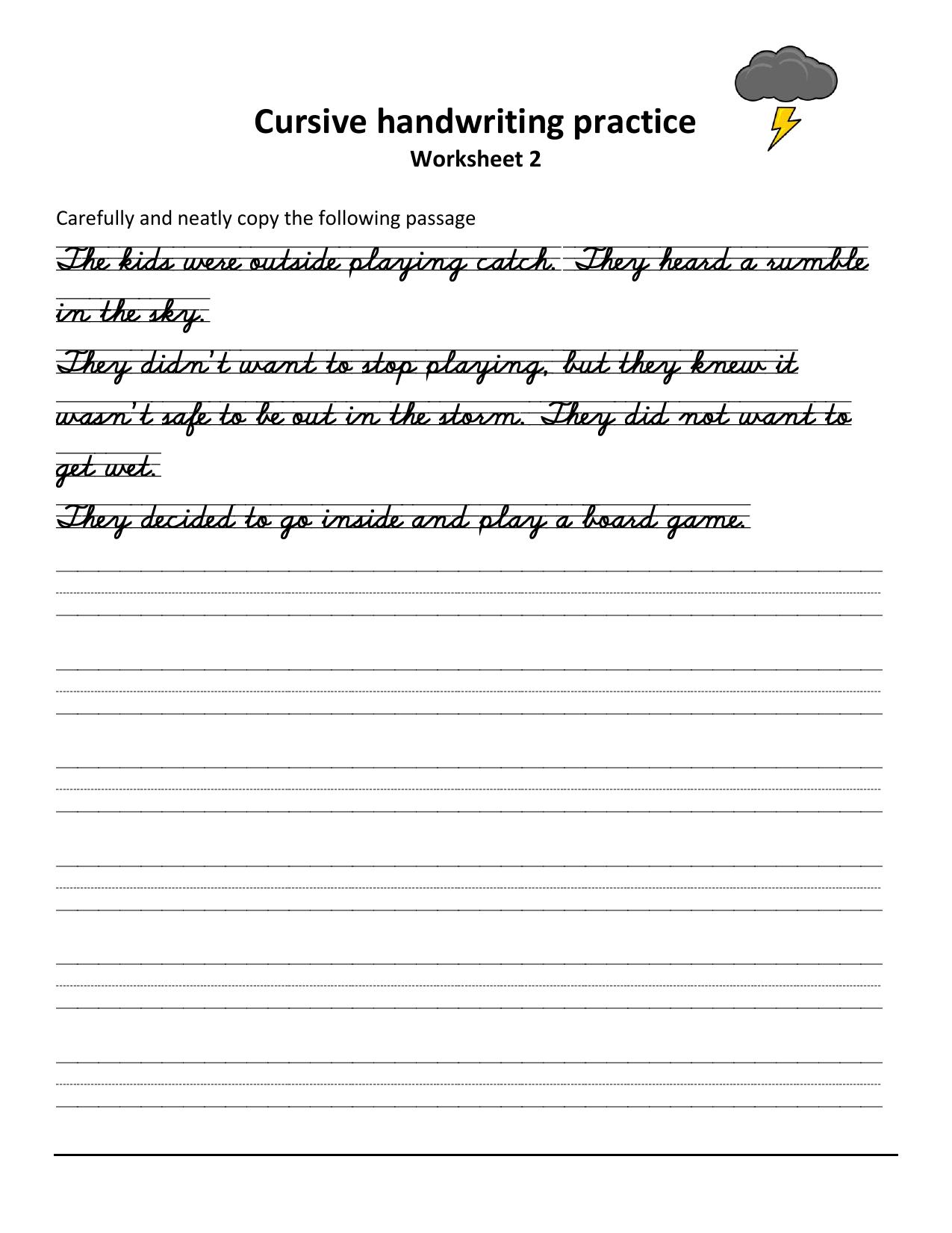 Cursive Passages Worksheets - Page 2