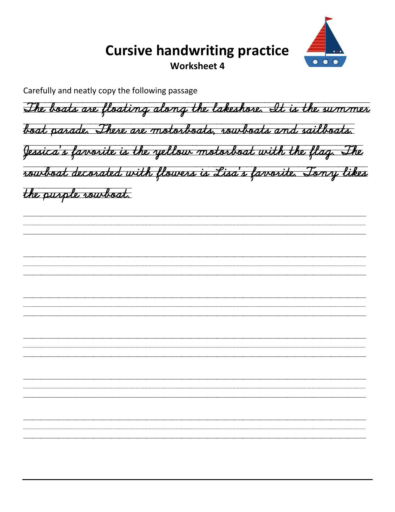 Cursive Passages Worksheets - Page 4