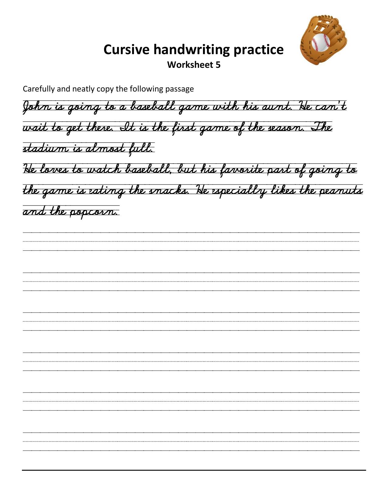 Cursive Passages Worksheets - Page 5