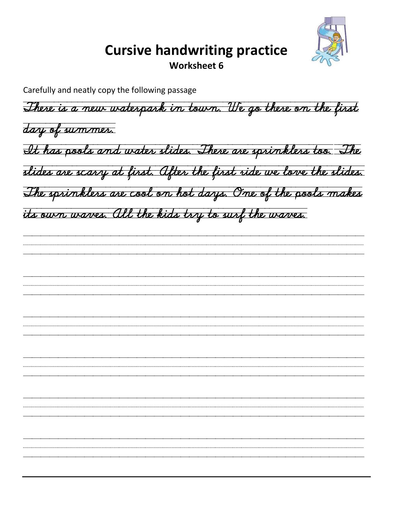 Cursive Passages Worksheets - Page 6
