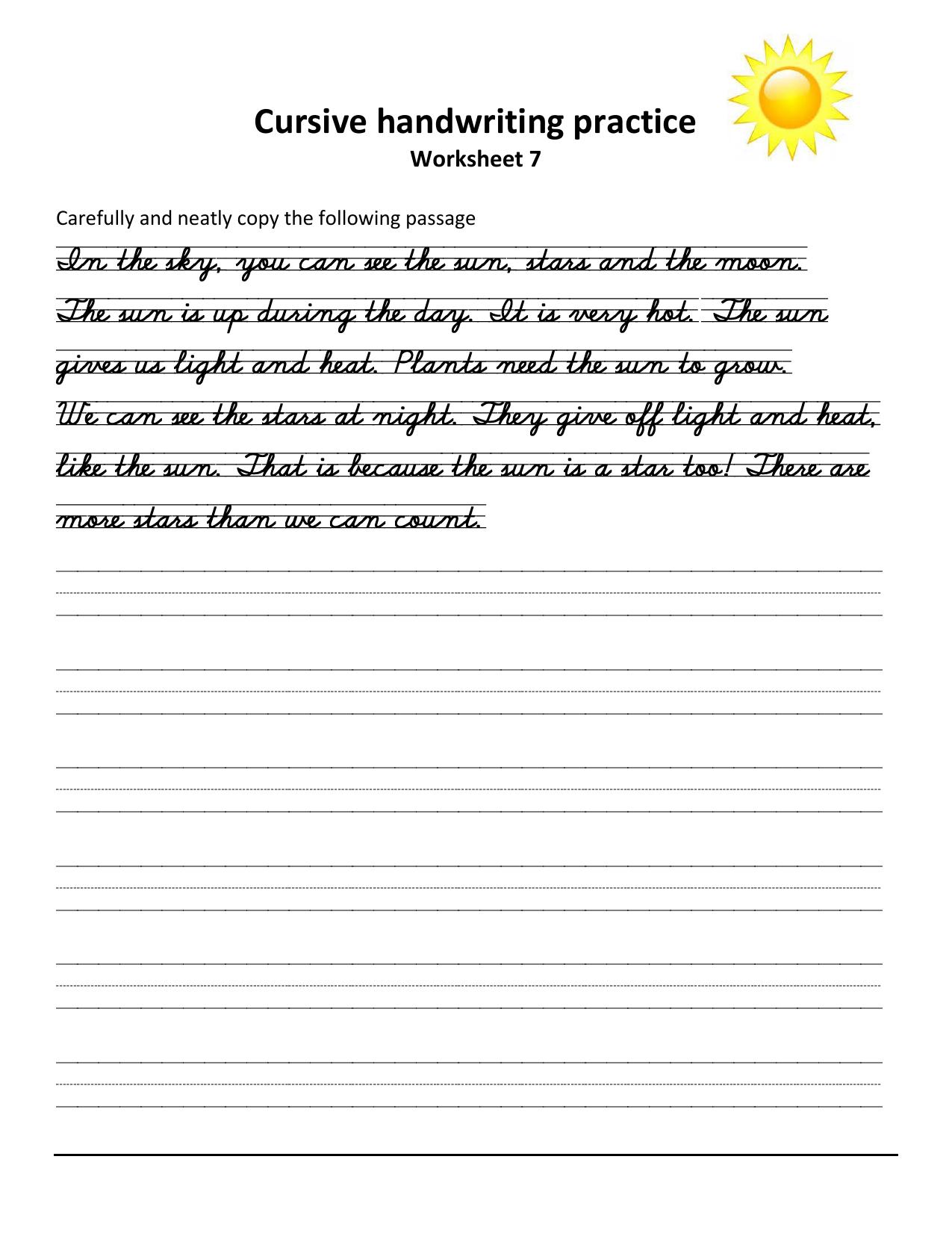 Cursive Passages Worksheets - Page 7