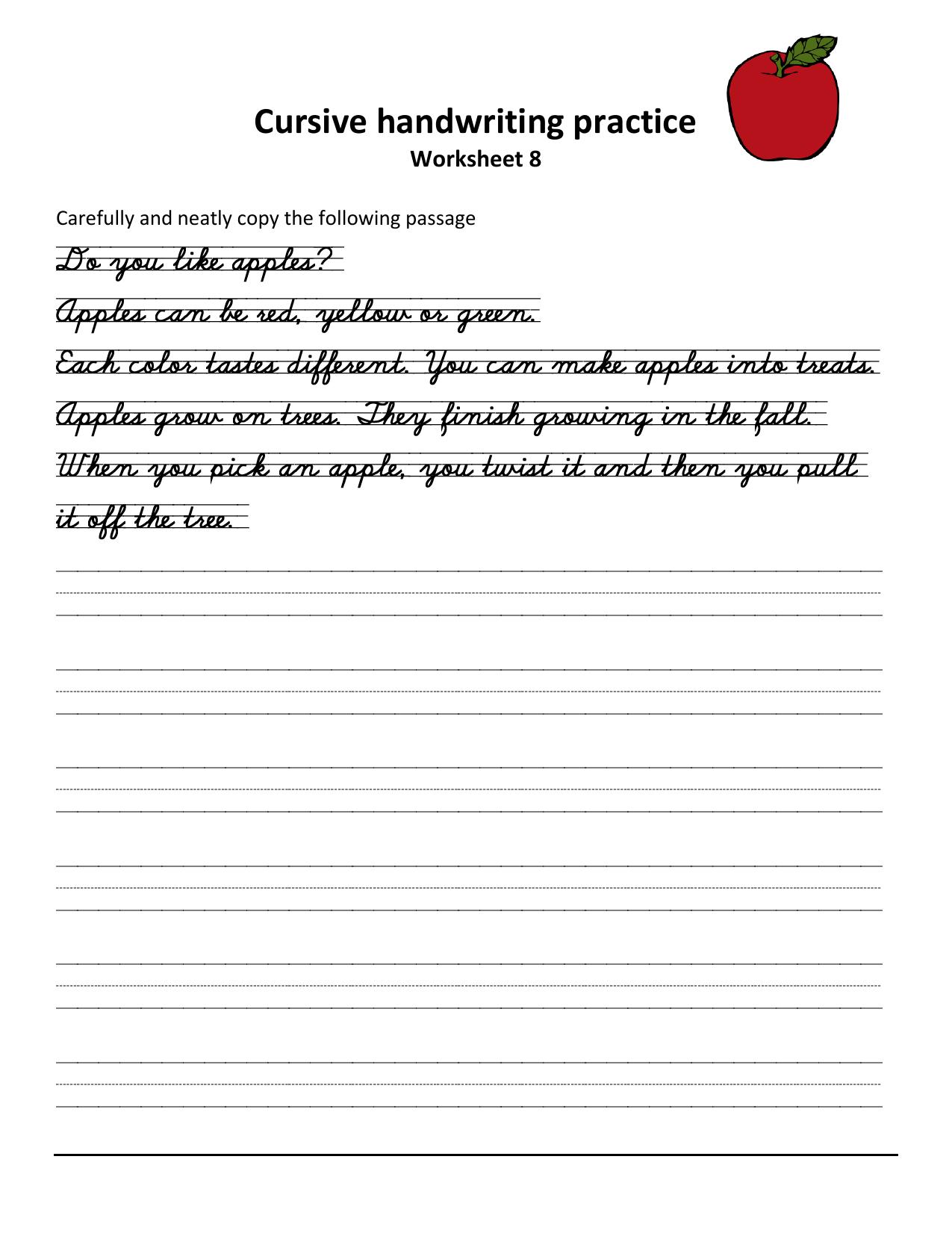 Cursive Passages Worksheets - Page 8