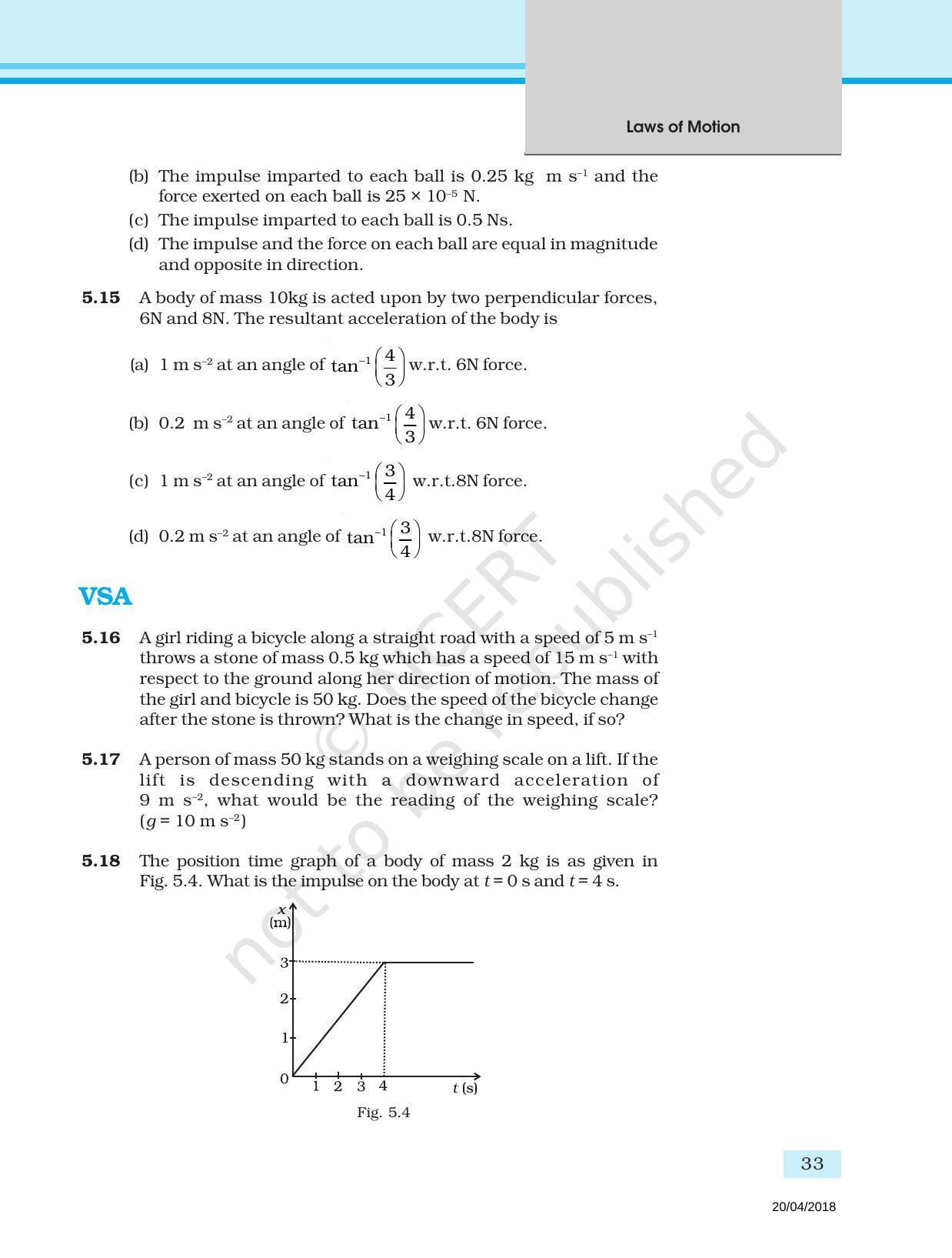 NCERT Exemplar Book for Class 11 Physics: Chapter 4 Laws of Motion - Page 5