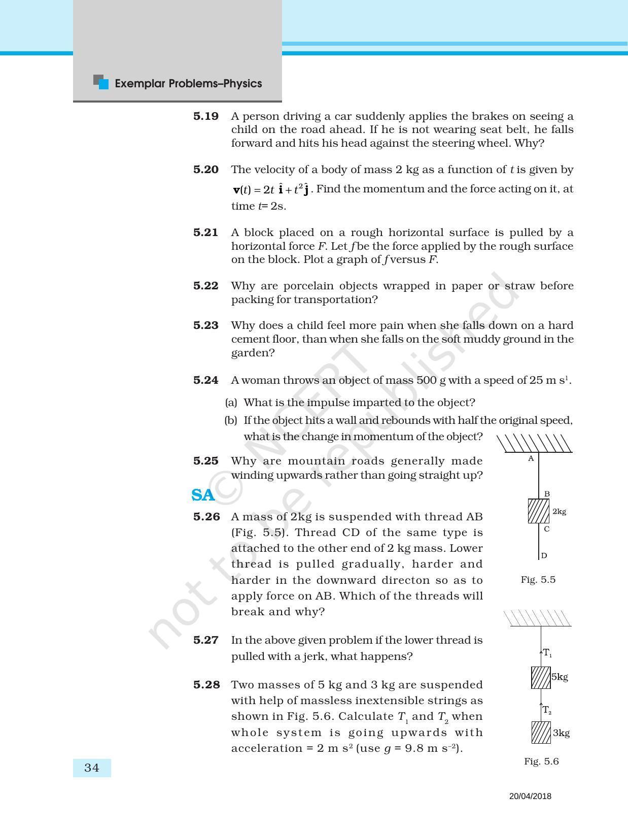 NCERT Exemplar Book for Class 11 Physics: Chapter 4 Laws of Motion - Page 6