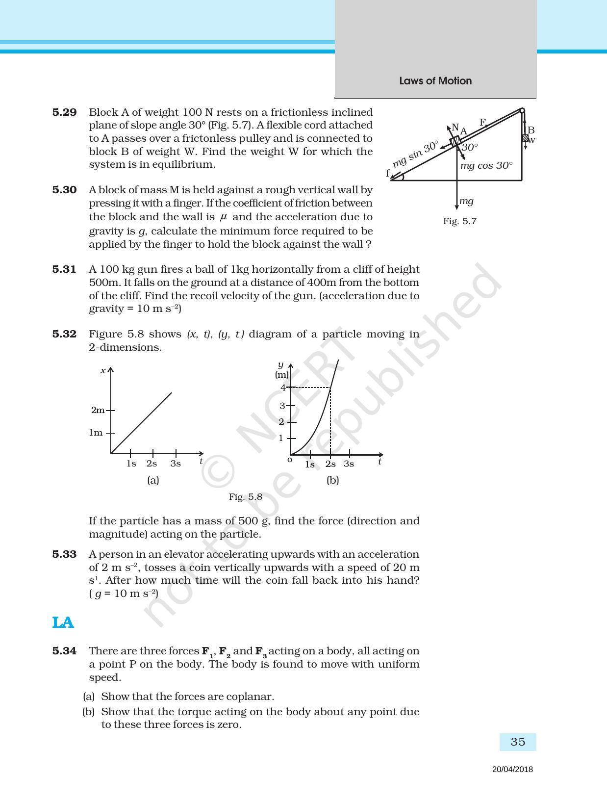 NCERT Exemplar Book for Class 11 Physics: Chapter 4 Laws of Motion - Page 7