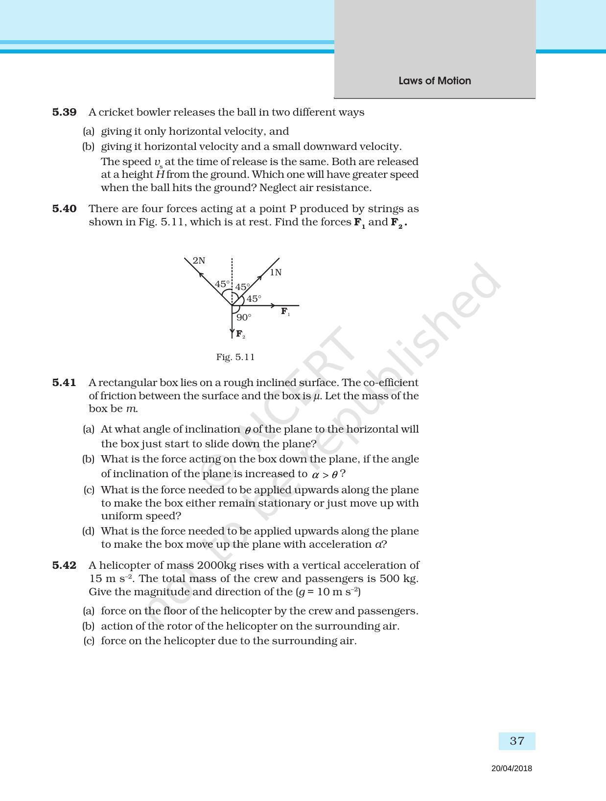 NCERT Exemplar Book for Class 11 Physics: Chapter 4 Laws of Motion - Page 9