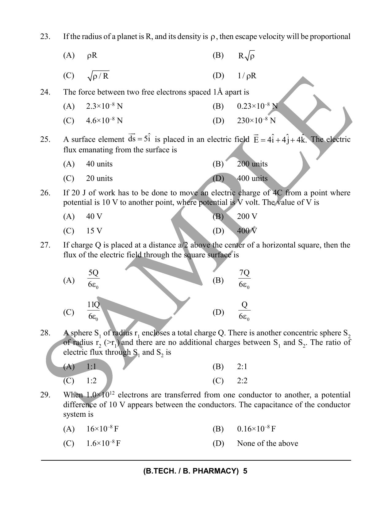 HPCET B. Tech. and B. Pharm. 2023 Sample Paper - Page 5