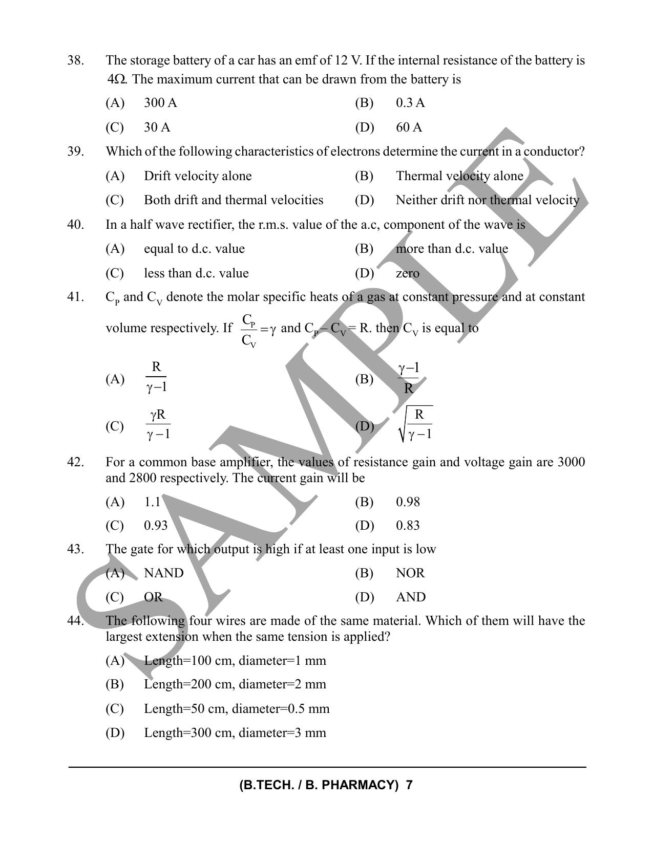 HPCET B. Tech. and B. Pharm. 2023 Sample Paper - Page 7