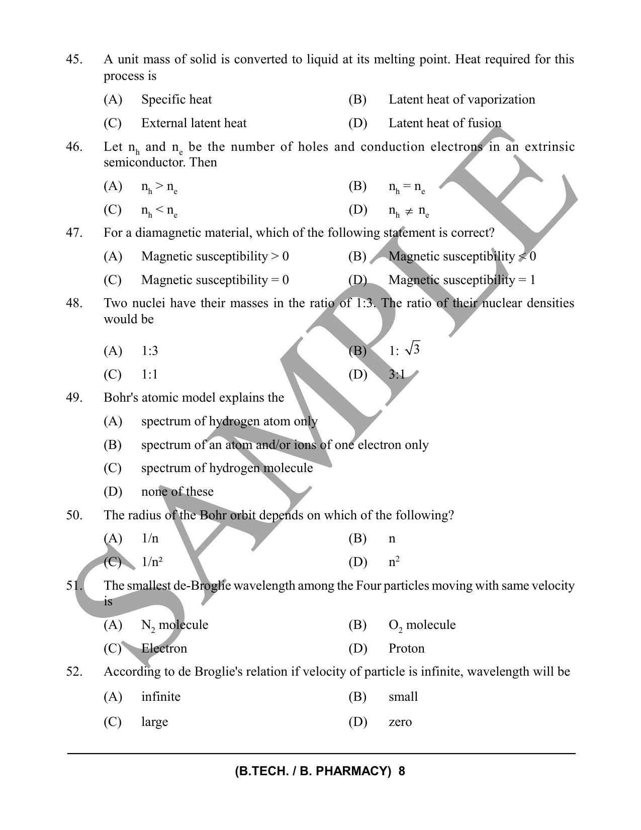 HPCET B. Tech. and B. Pharm. 2023 Sample Paper - Page 8