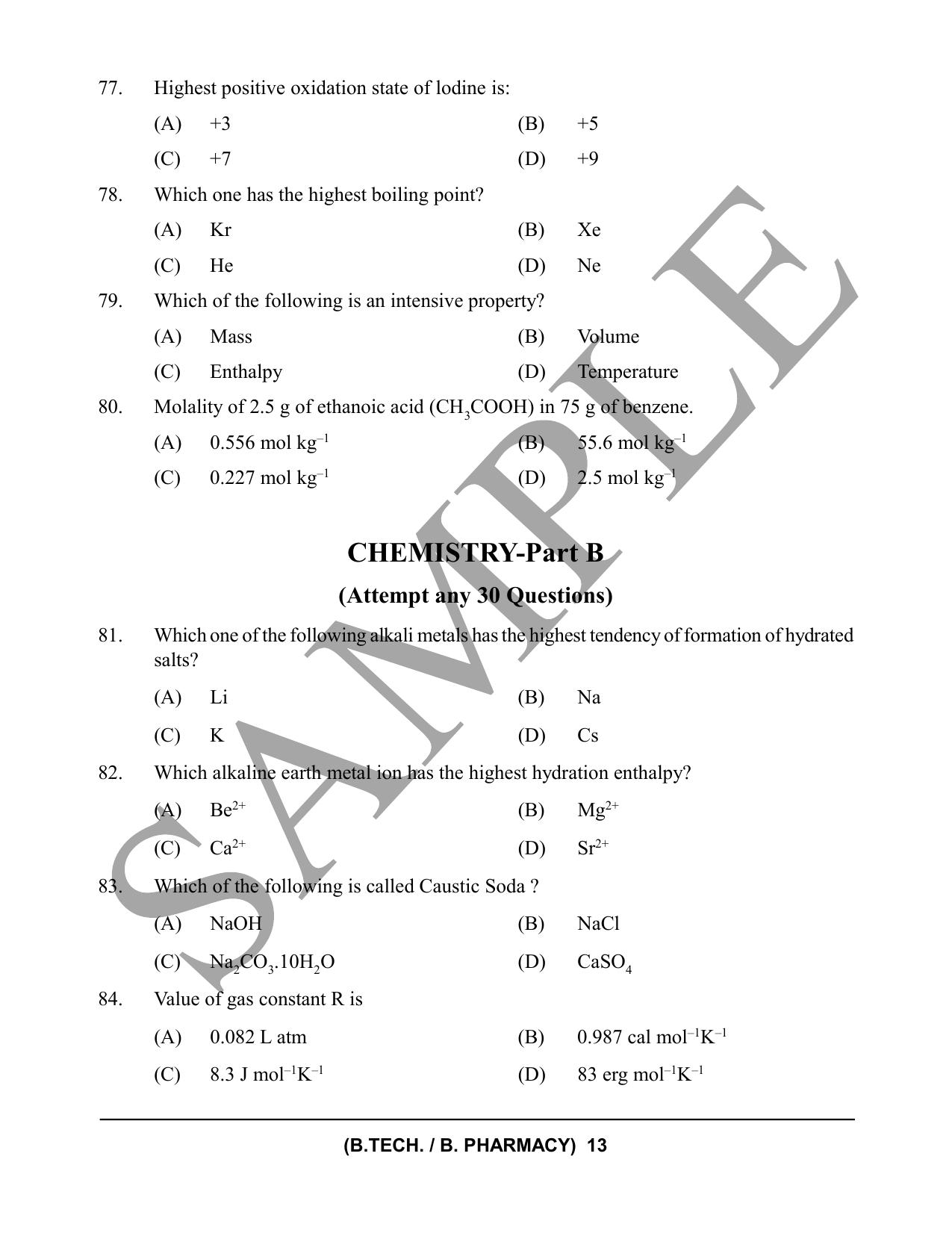 HPCET B. Tech. and B. Pharm. 2023 Sample Paper - Page 13