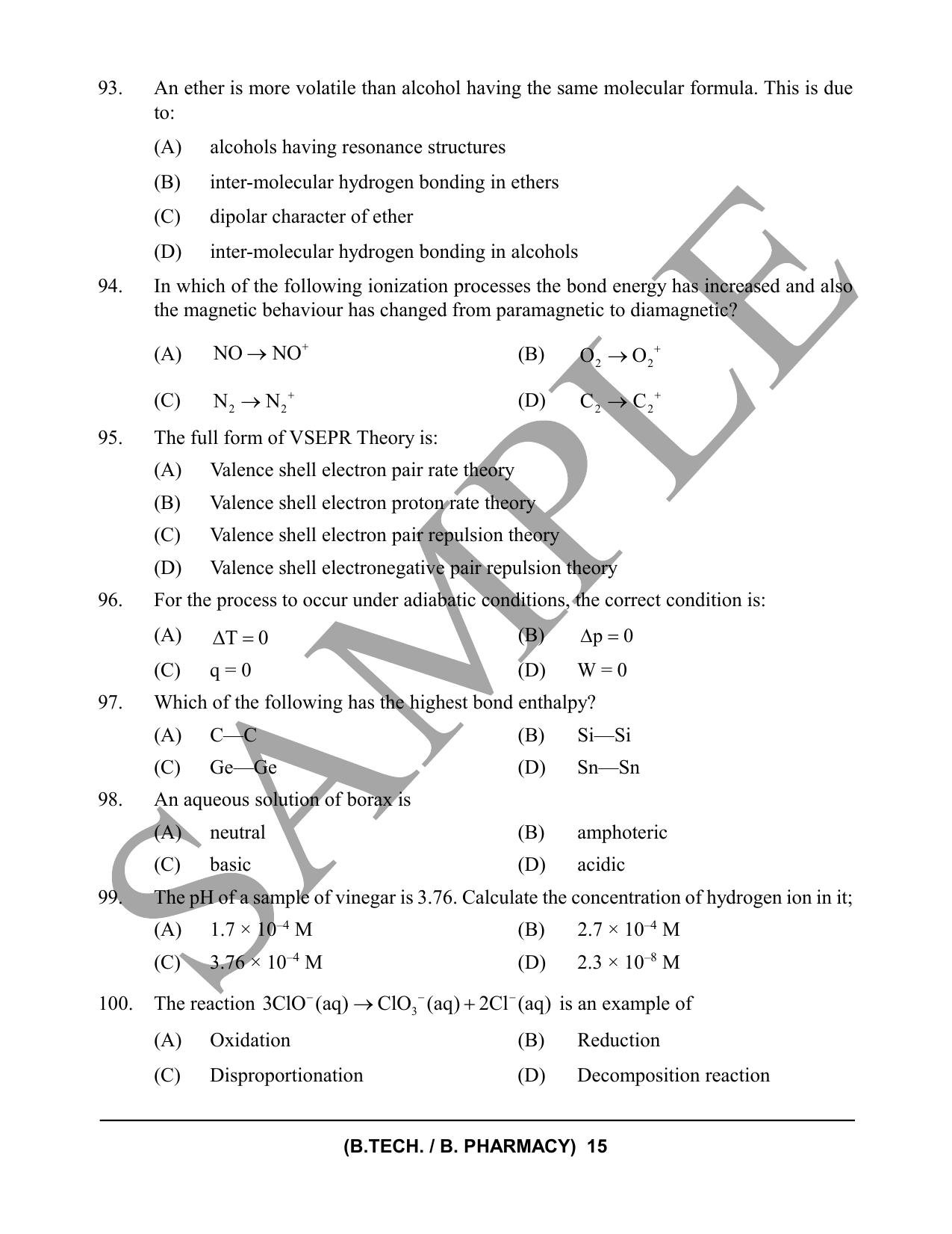 HPCET B. Tech. and B. Pharm. 2023 Sample Paper - Page 15