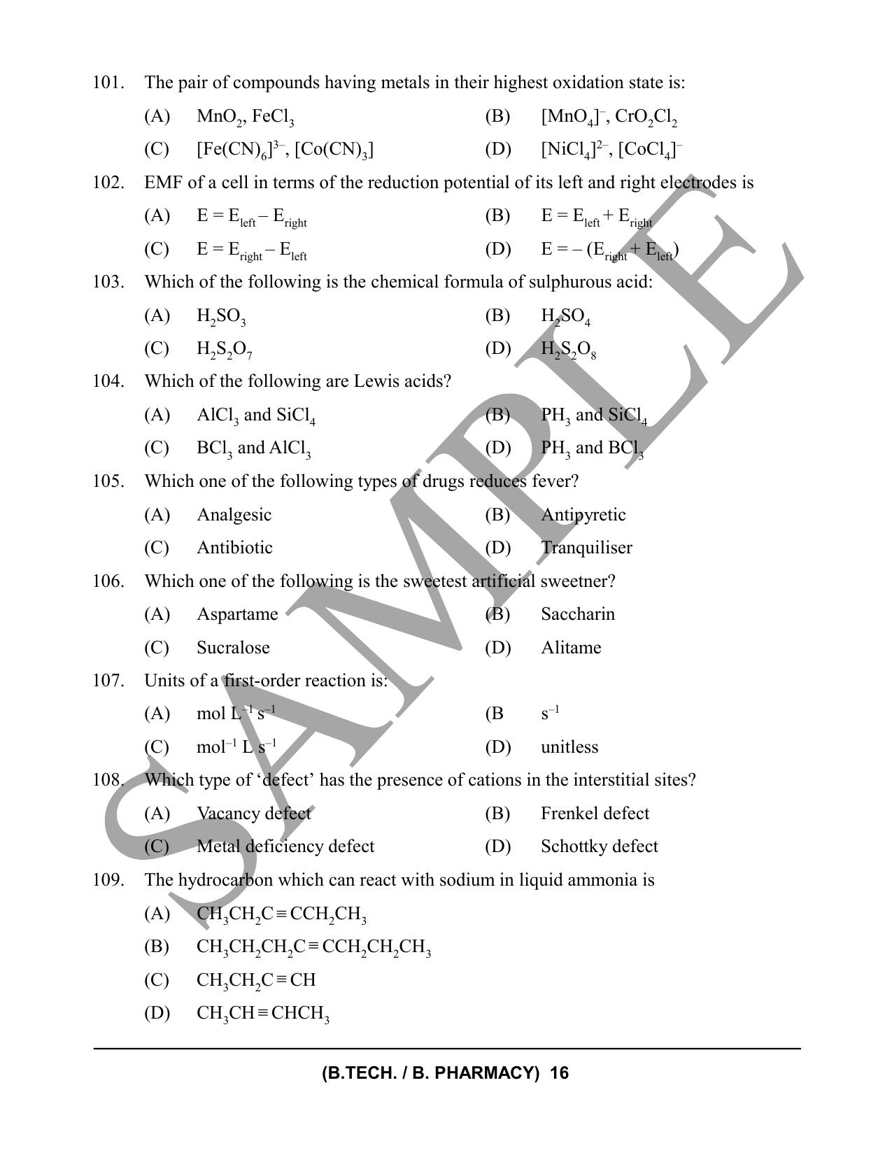 HPCET B. Tech. and B. Pharm. 2023 Sample Paper - Page 16