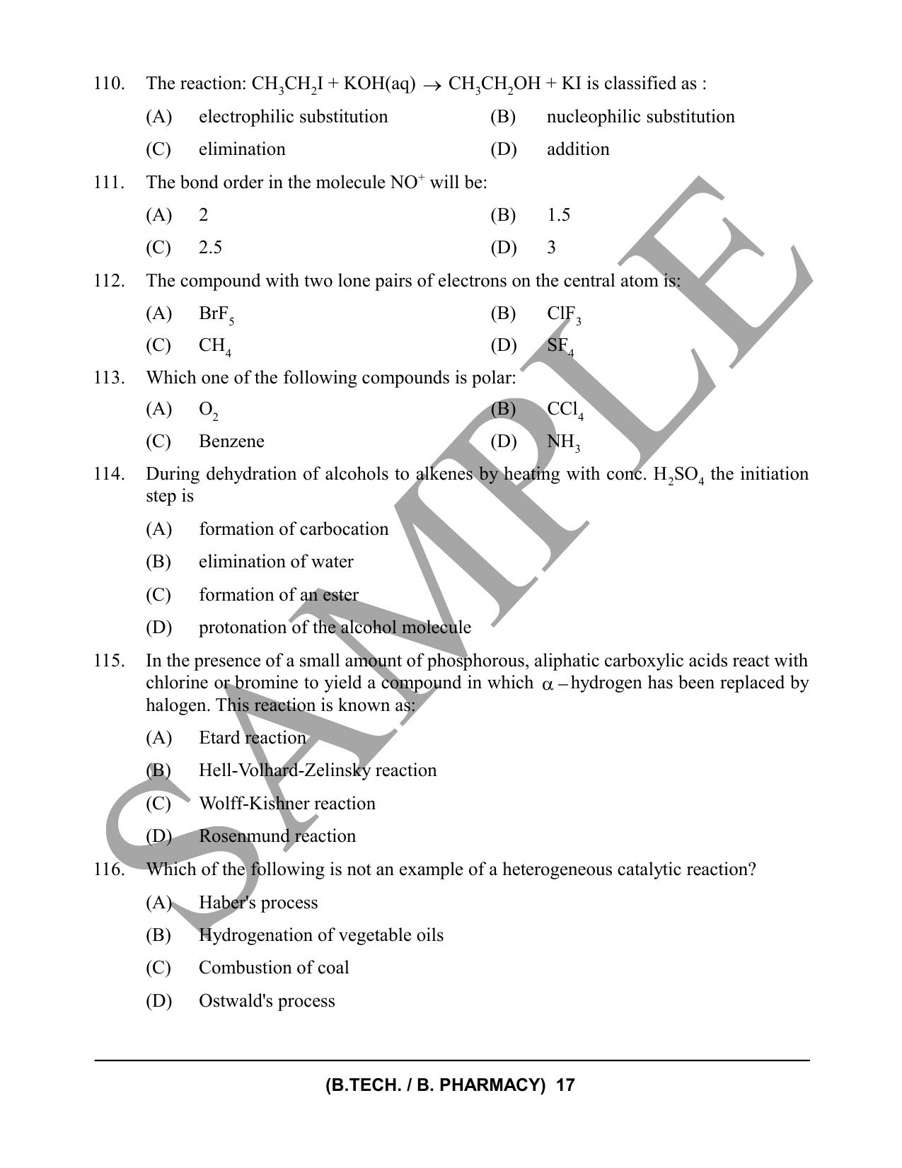 HPCET B. Tech. and B. Pharm. 2023 Sample Paper - Page 17