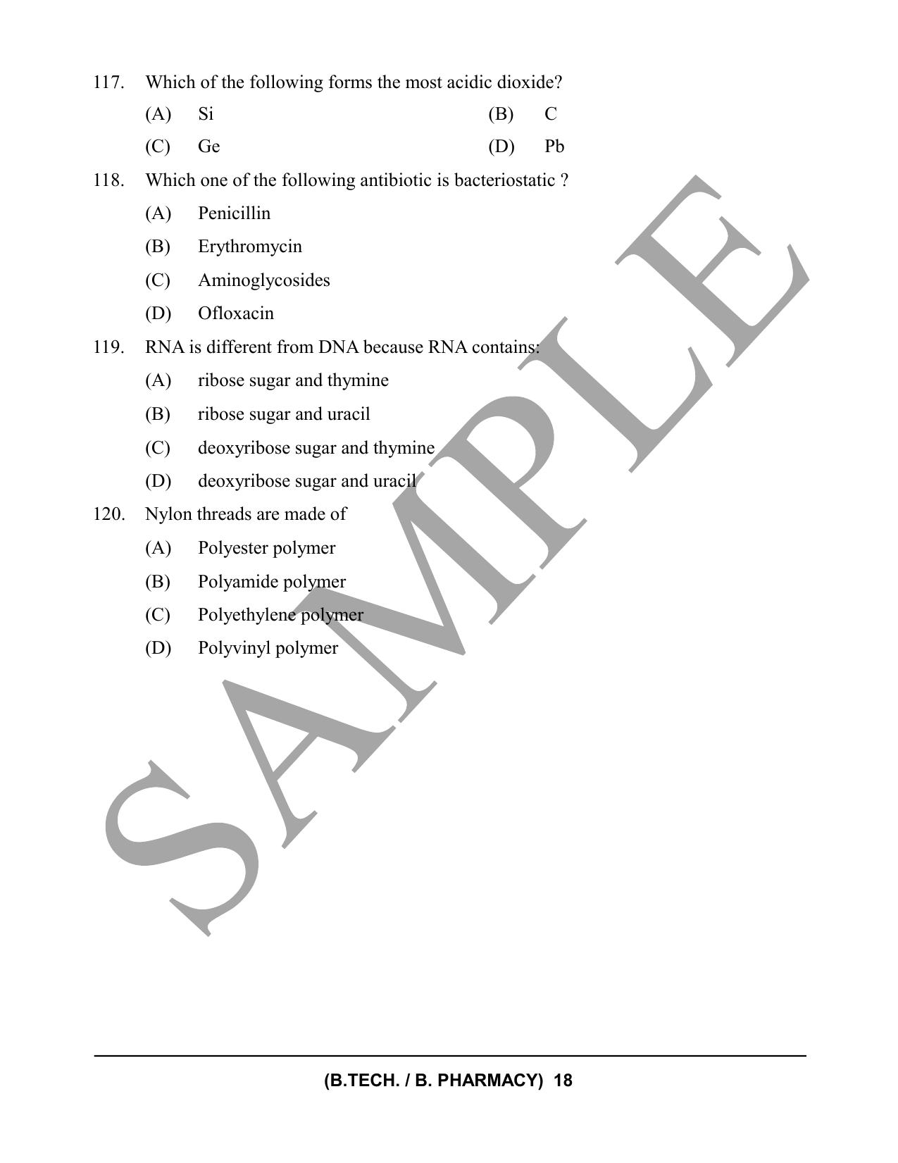 HPCET B. Tech. and B. Pharm. 2023 Sample Paper - Page 18
