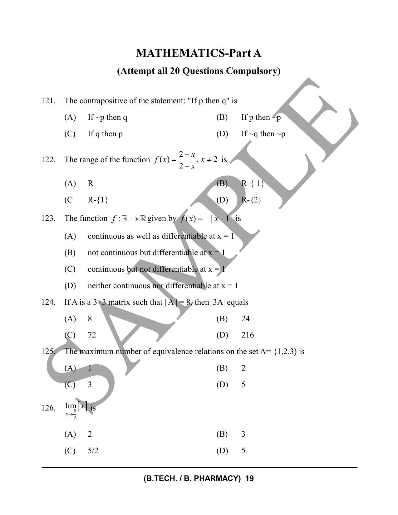 HPCET B. Tech. and B. Pharm. 2023 Sample Paper - Page 19