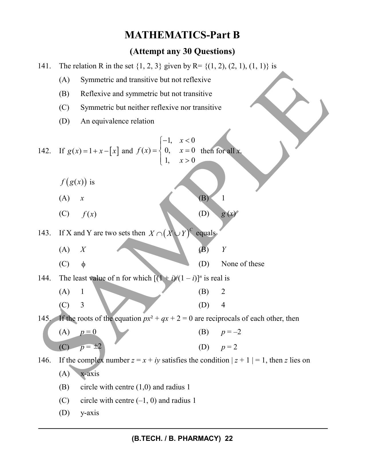HPCET B. Tech. and B. Pharm. 2023 Sample Paper - Page 22