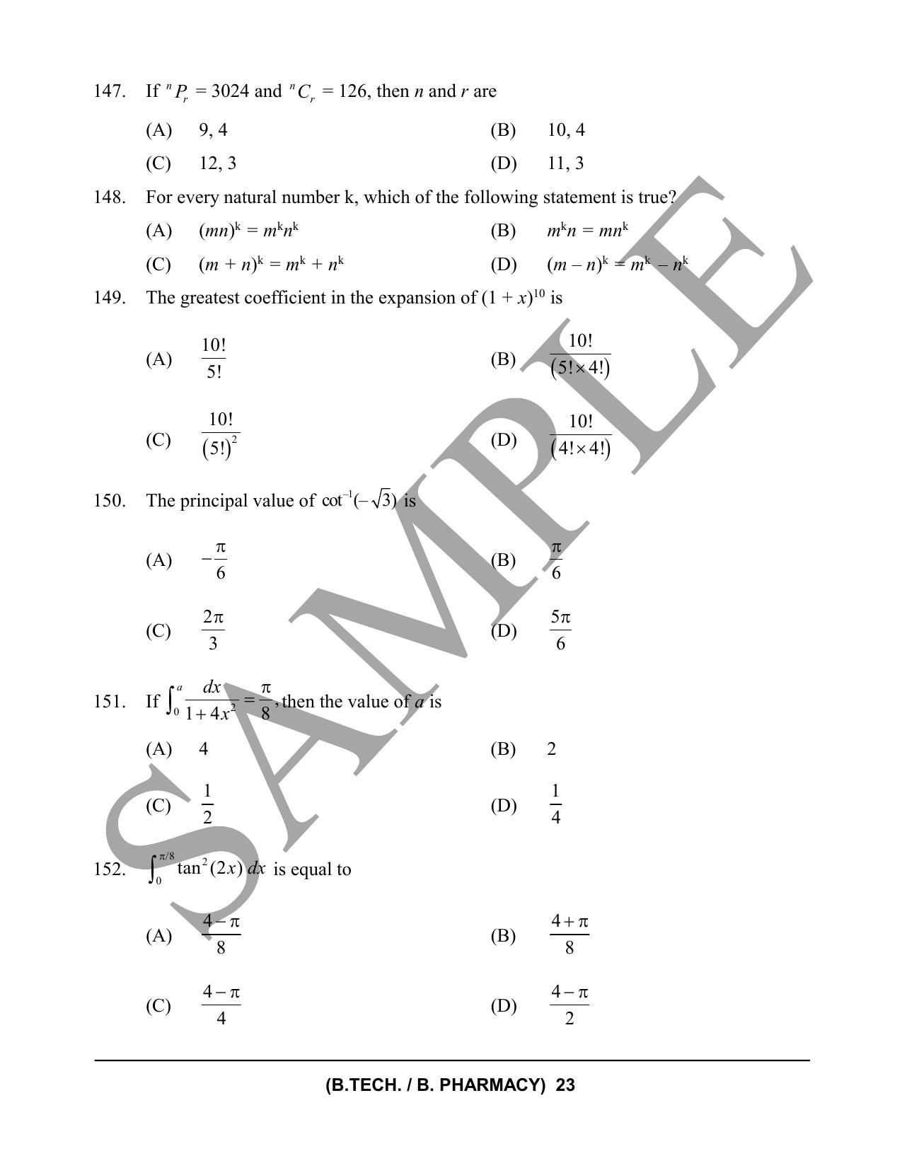 HPCET B. Tech. and B. Pharm. 2023 Sample Paper - Page 23