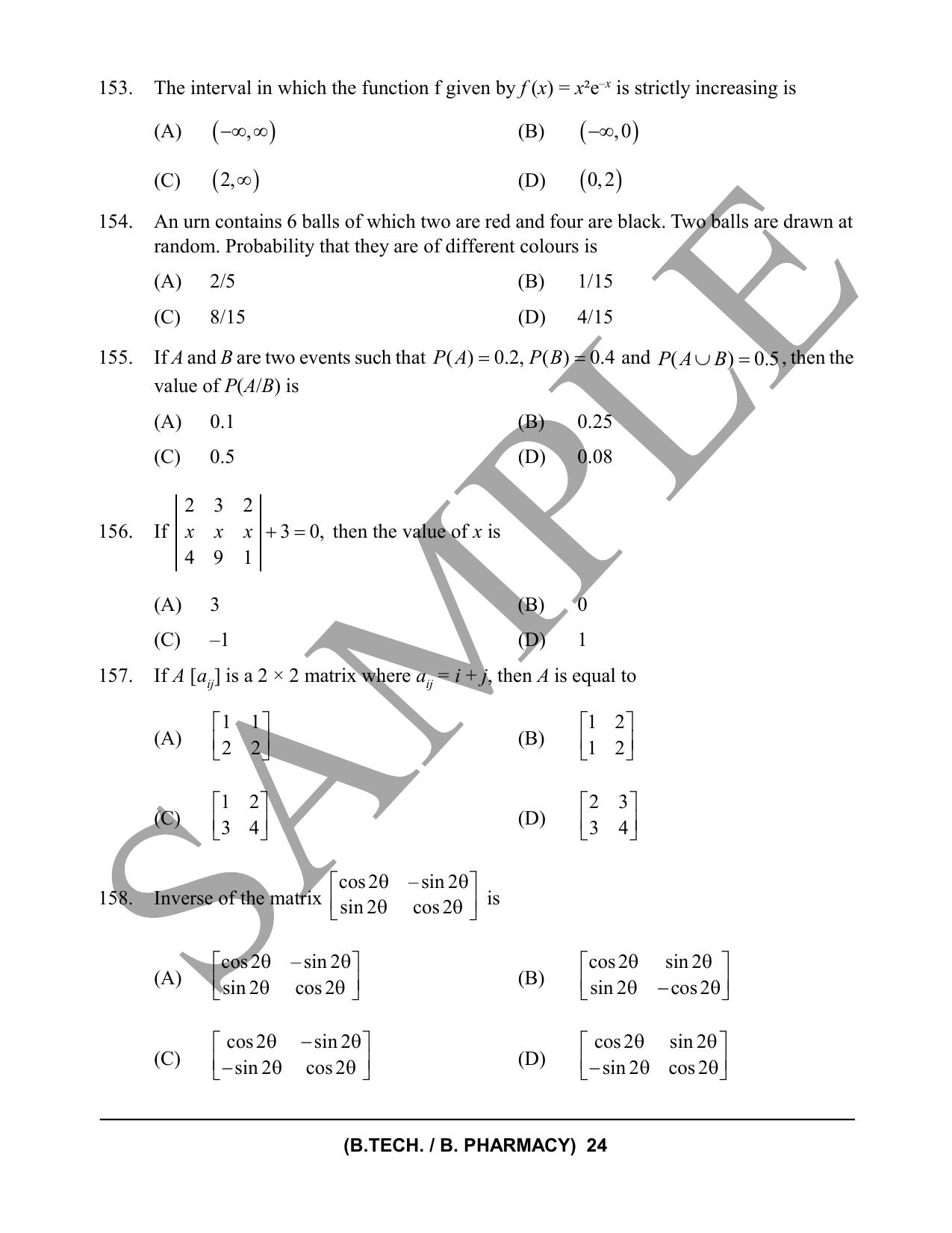HPCET B. Tech. and B. Pharm. 2023 Sample Paper - Page 24