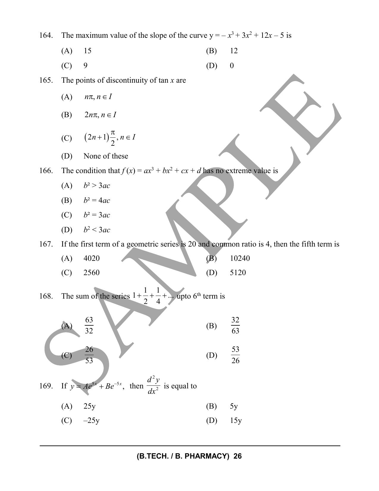 HPCET B. Tech. and B. Pharm. 2023 Sample Paper - Page 26