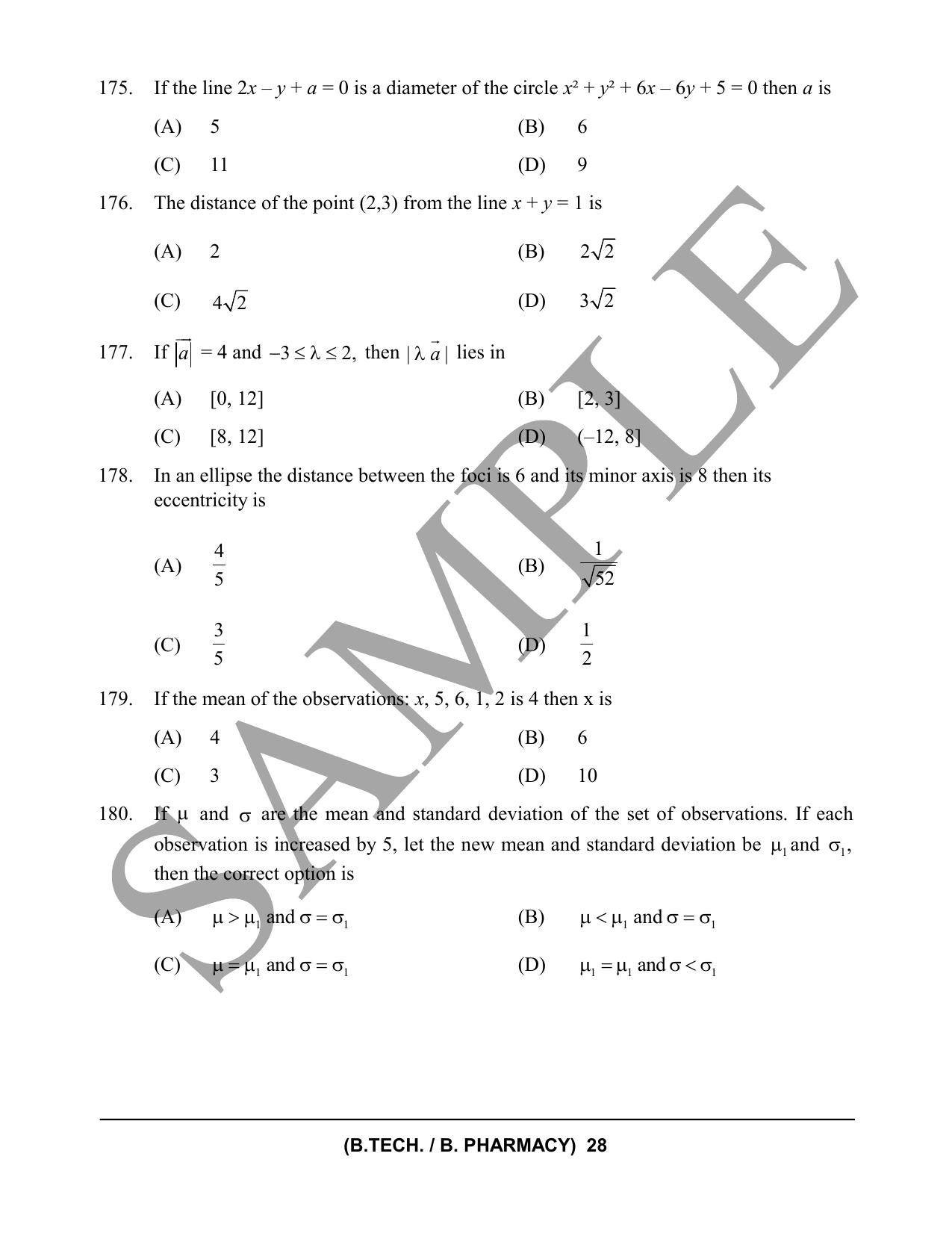 HPCET B. Tech. and B. Pharm. 2023 Sample Paper - Page 28