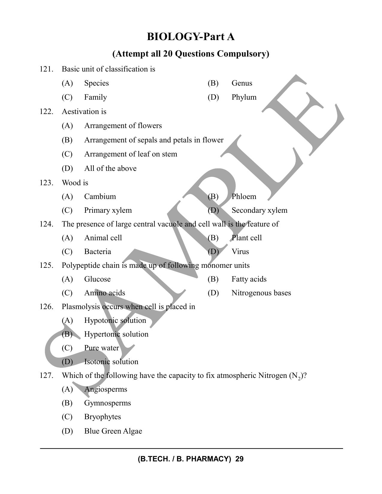 HPCET B. Tech. and B. Pharm. 2023 Sample Paper - Page 29