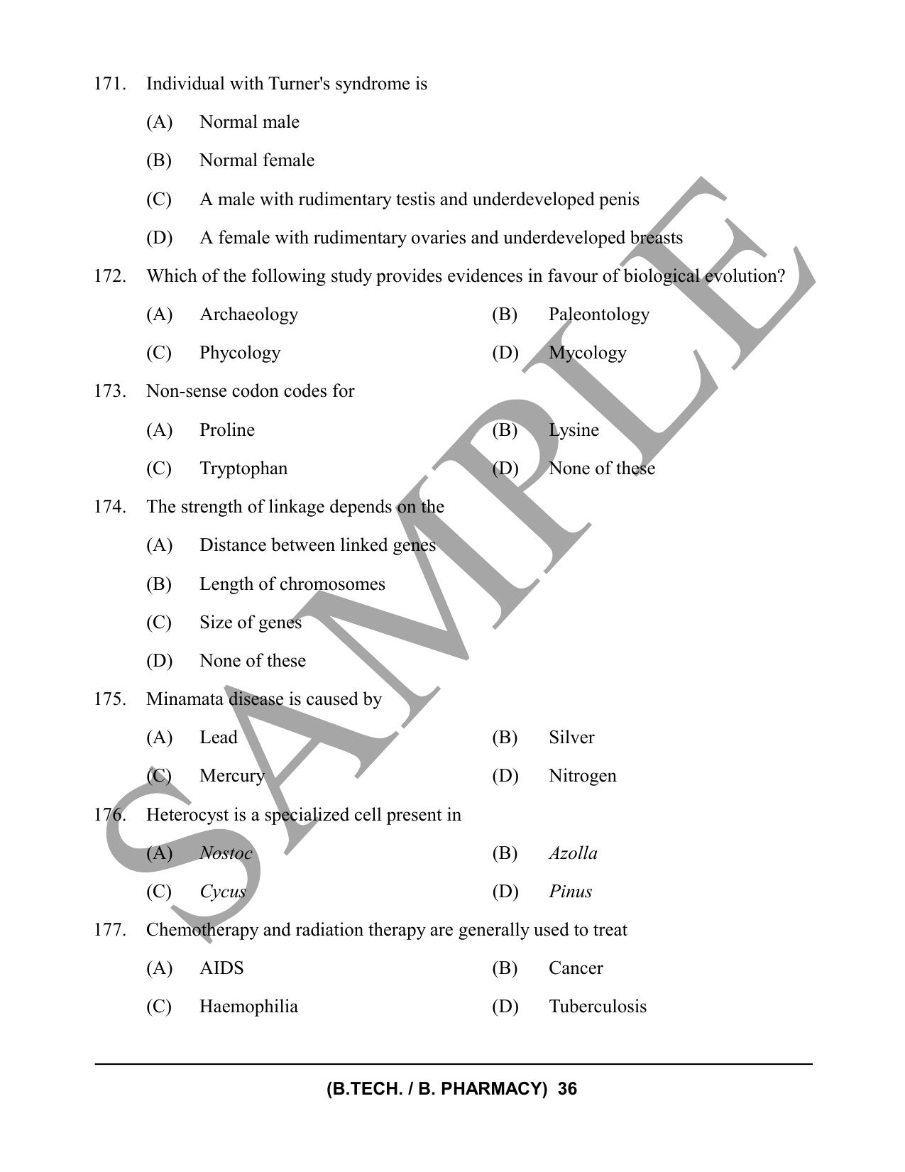 HPCET B. Tech. and B. Pharm. 2023 Sample Paper - Page 36