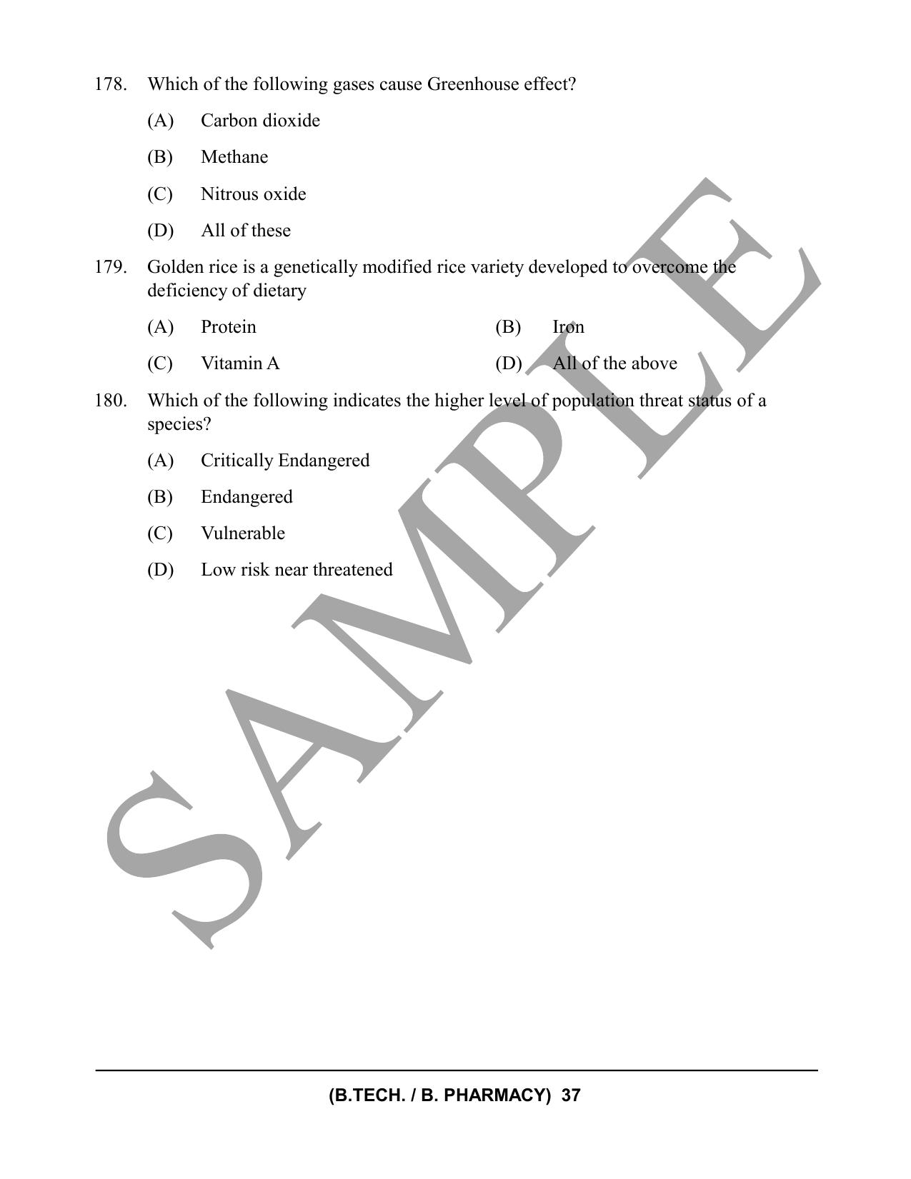 HPCET B. Tech. and B. Pharm. 2023 Sample Paper - Page 37