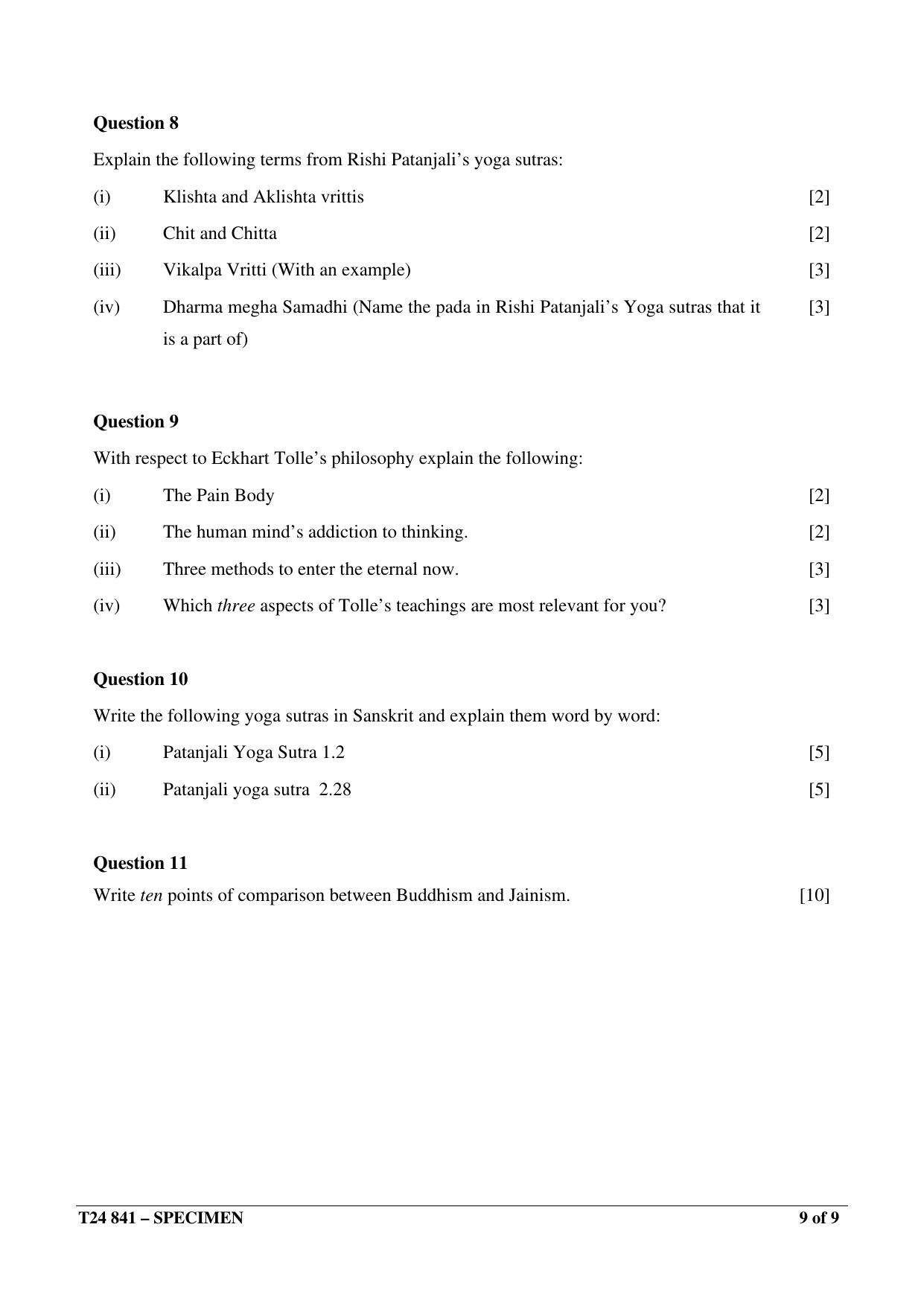 ICSE Class 10  2024 YOGA Sample Paper - Page 9