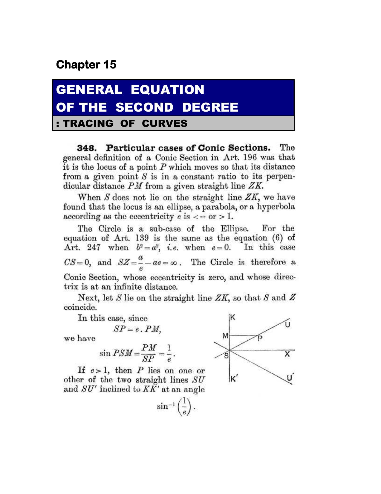 Chapter 15: General Equation Of The Second Degree - SL Loney Solutions: The Elements of Coordinate Geometry - Page 1
