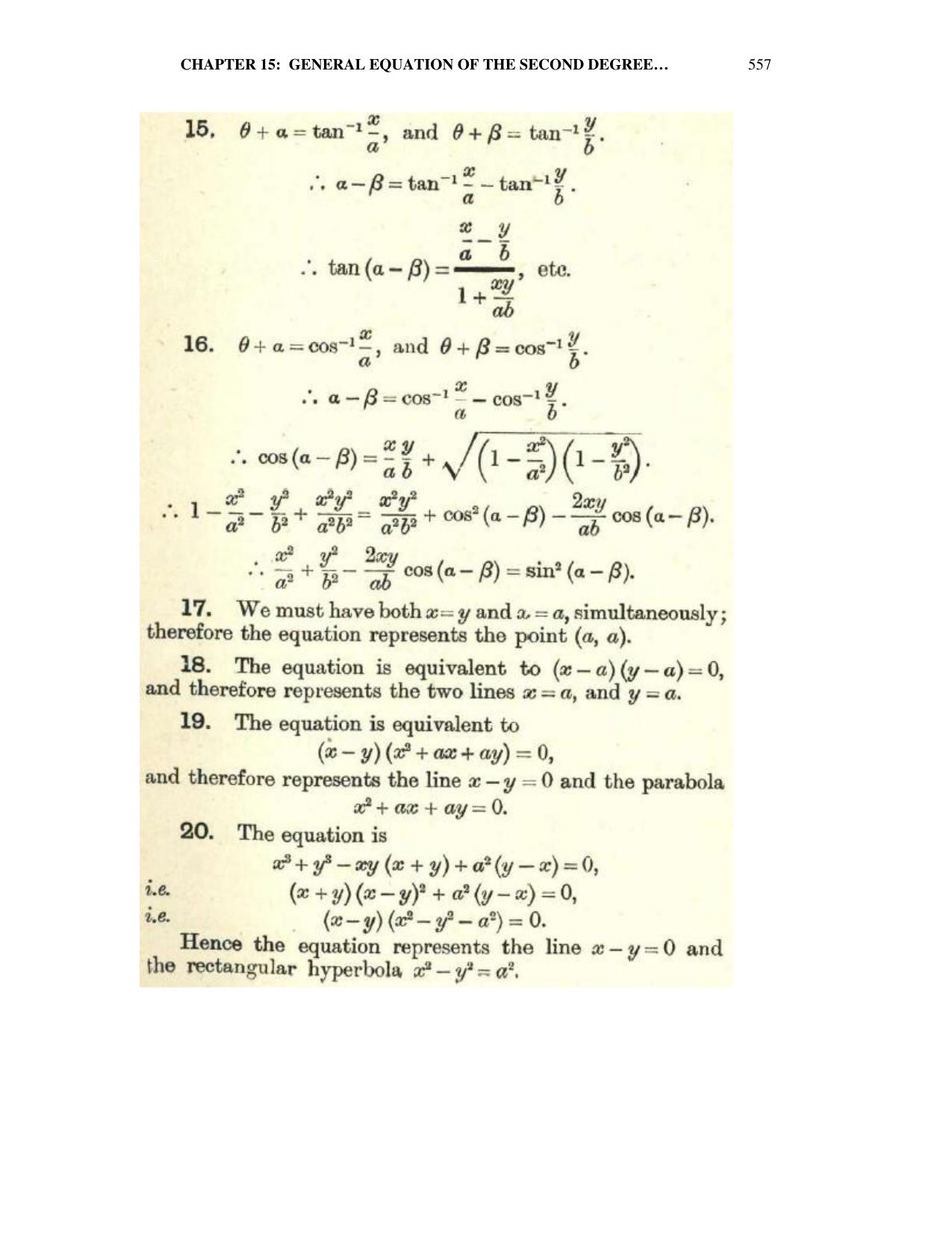 Chapter 15: General Equation Of The Second Degree - SL Loney Solutions: The Elements of Coordinate Geometry - Page 14