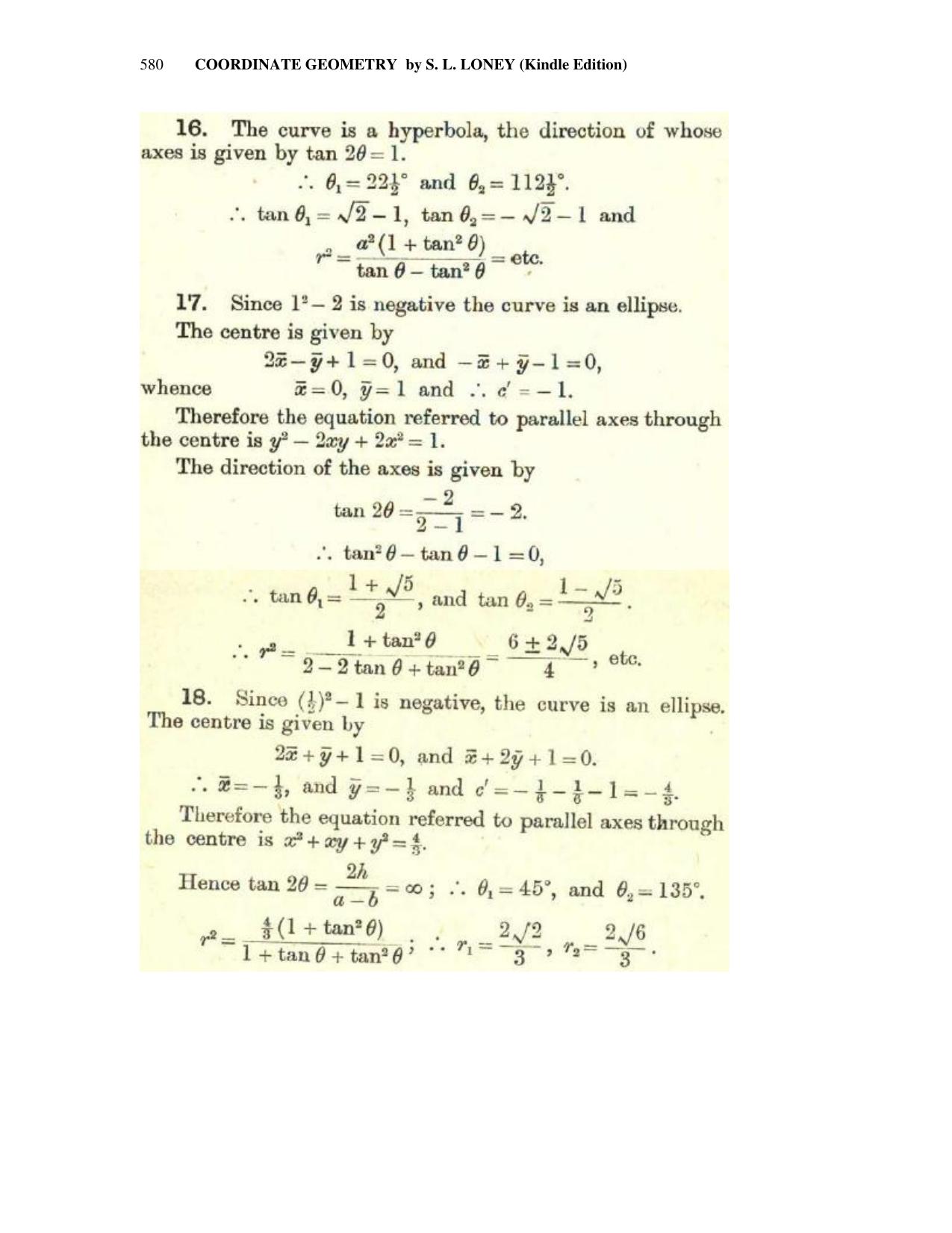 Chapter 15: General Equation Of The Second Degree - SL Loney Solutions: The Elements of Coordinate Geometry - Page 37