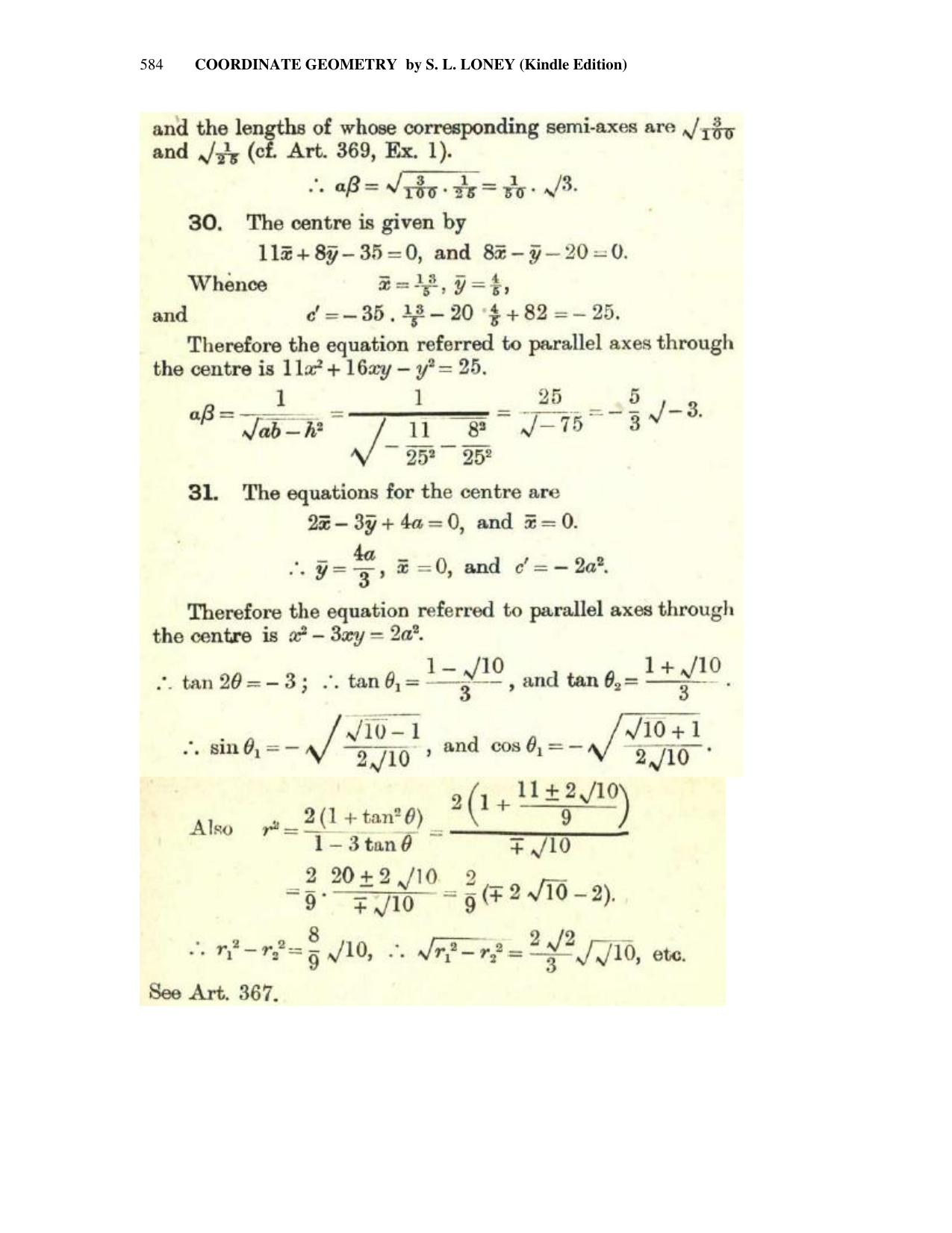 Chapter 15: General Equation Of The Second Degree - SL Loney Solutions: The Elements of Coordinate Geometry - Page 41