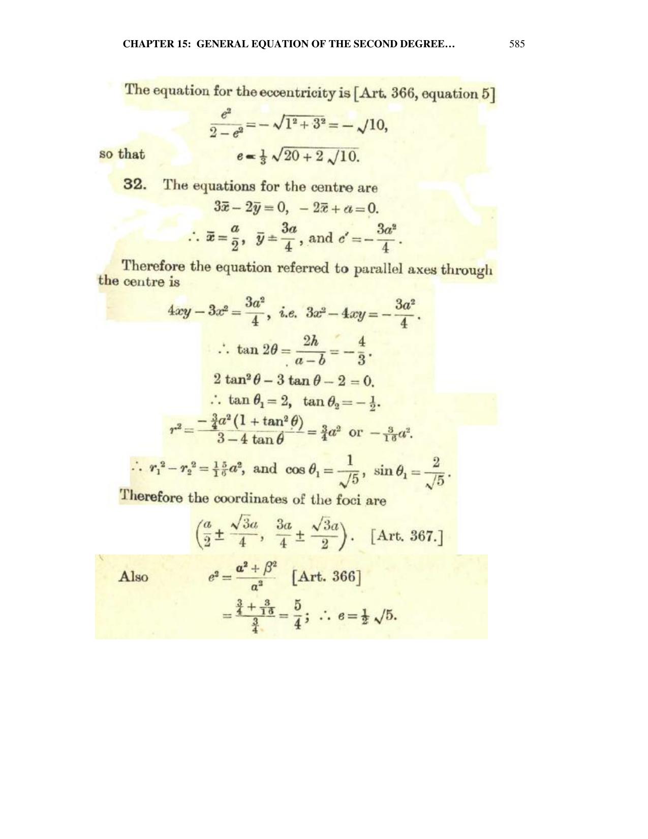 Chapter 15: General Equation Of The Second Degree - SL Loney Solutions: The Elements of Coordinate Geometry - Page 42