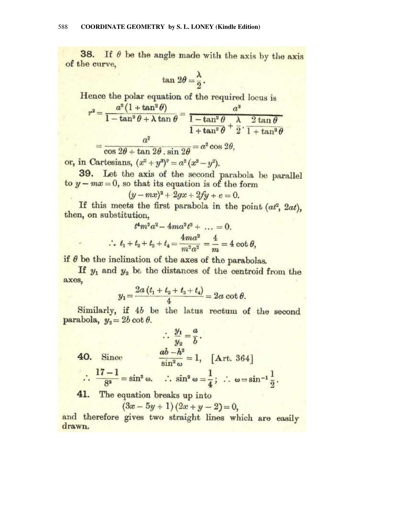 Chapter 15: General Equation Of The Second Degree - SL Loney Solutions: The Elements of Coordinate Geometry - Page 45