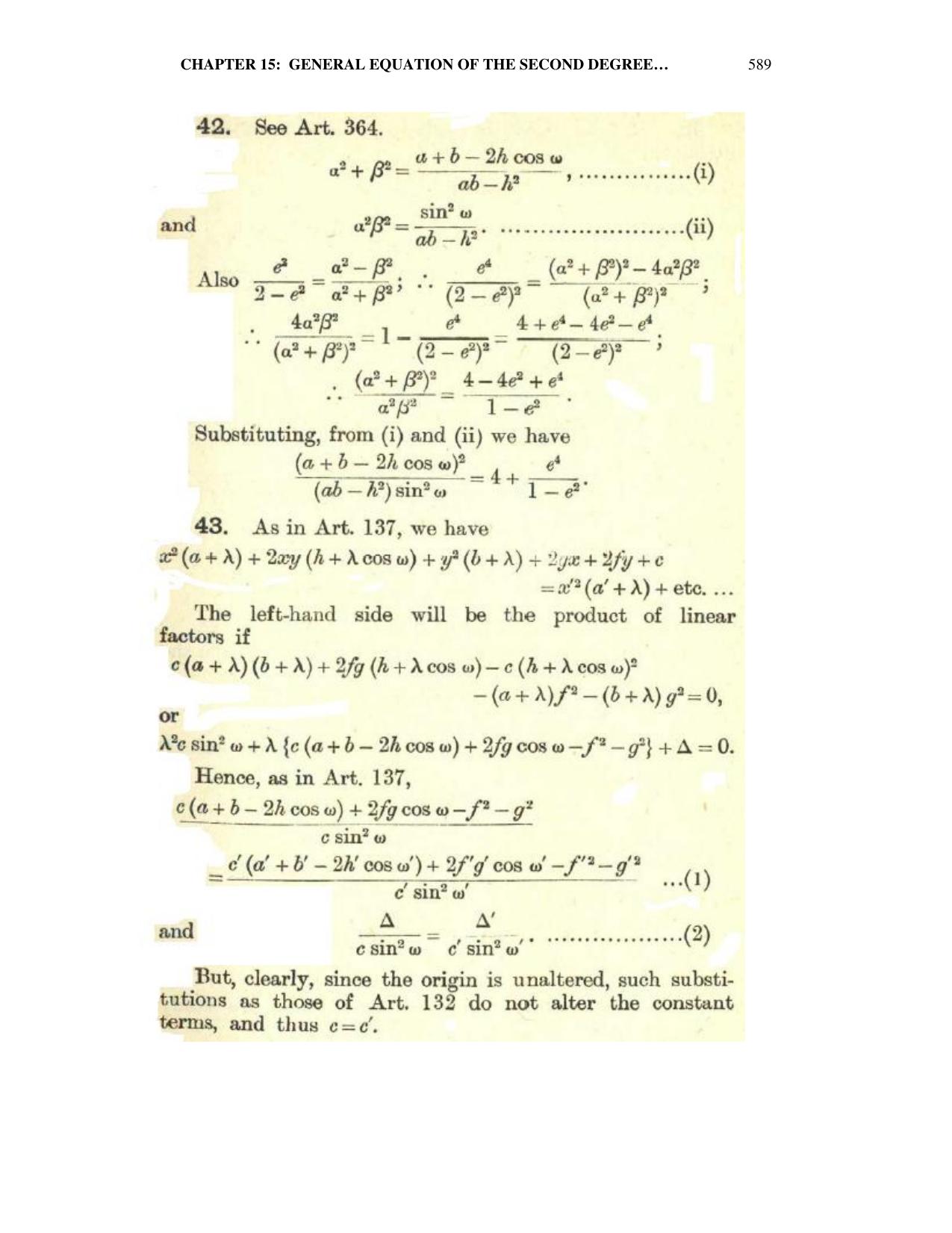 Chapter 15: General Equation Of The Second Degree - SL Loney Solutions: The Elements of Coordinate Geometry - Page 46
