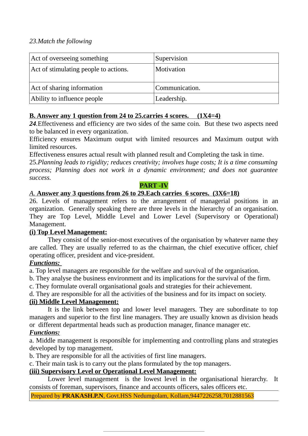 Kerala Plus Two 2022 Business Studies Model Answer Key - Page 3